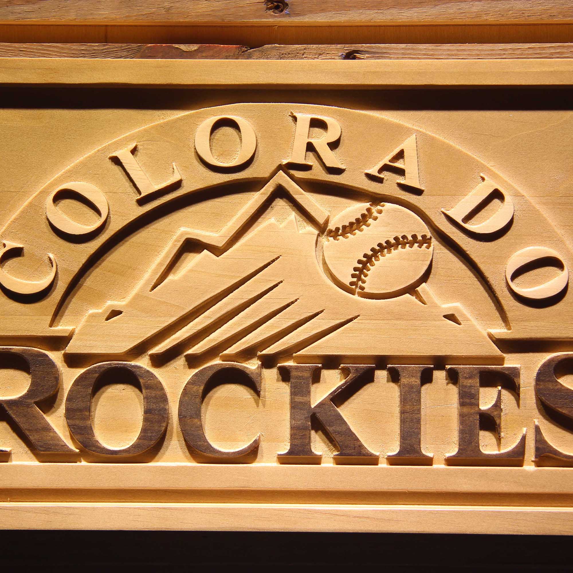 Colorado Rockies 3D Wooden Engrave Sign