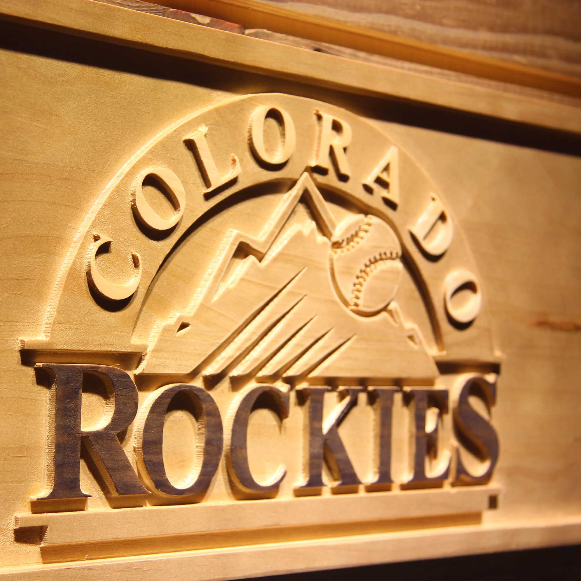 Colorado Rockies 3D Wooden Engrave Sign