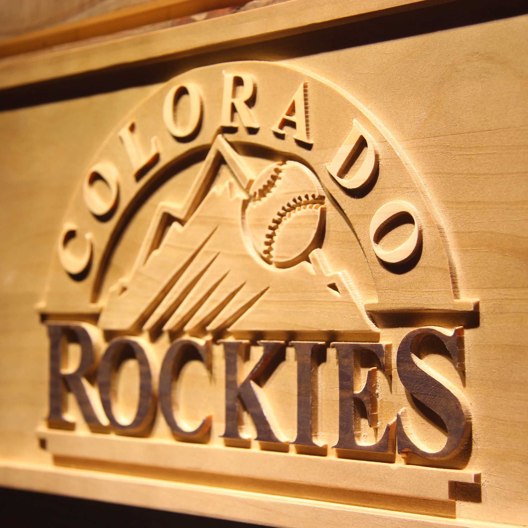 Colorado Rockies 3D Wooden Engrave Sign