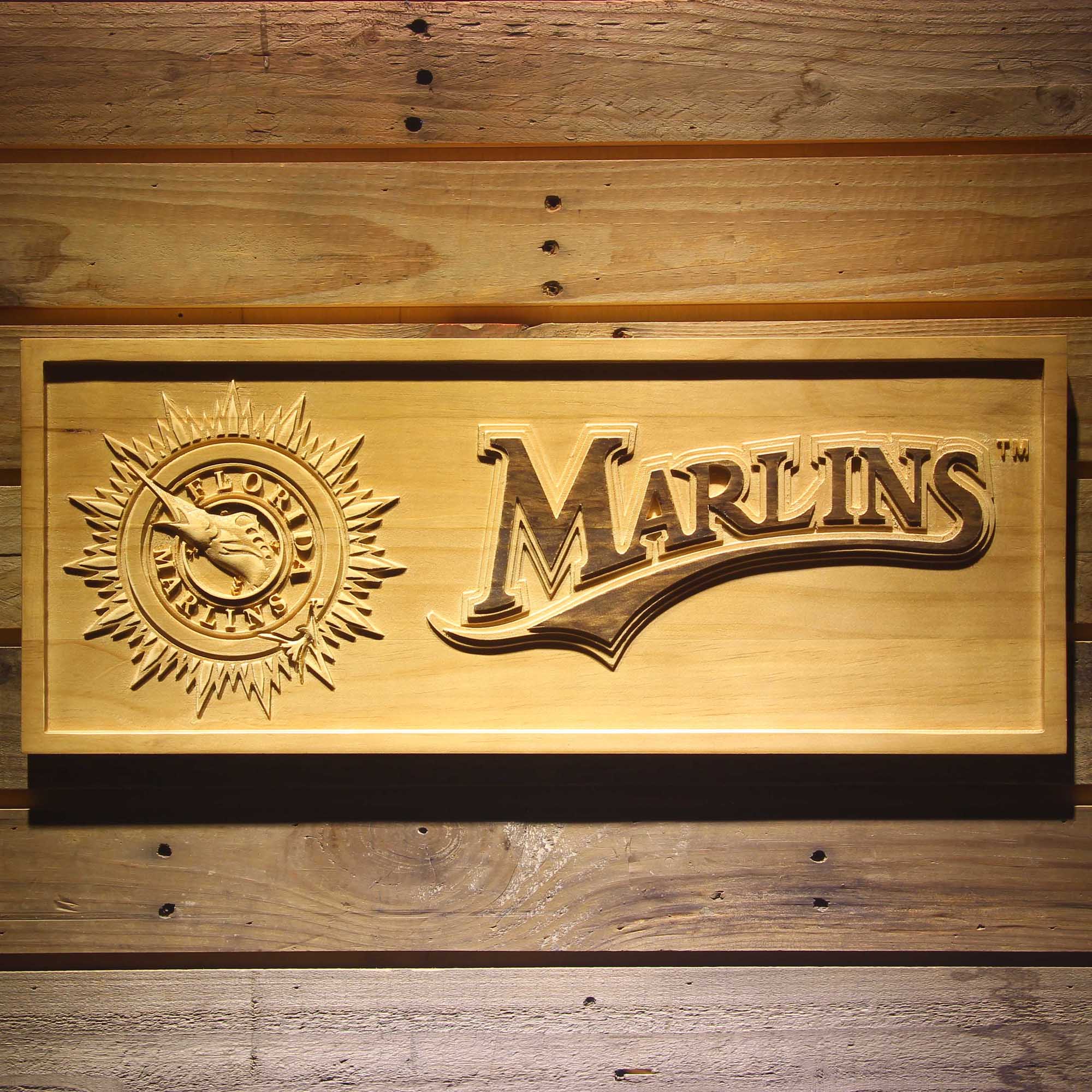 Miami Marlins 3D Wooden Engrave Sign