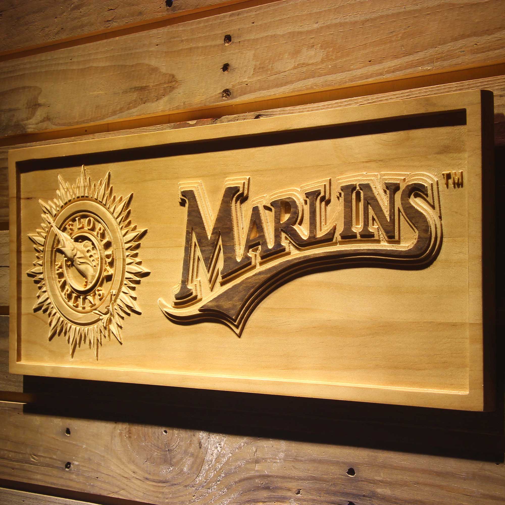 Miami Marlins 3D Wooden Engrave Sign