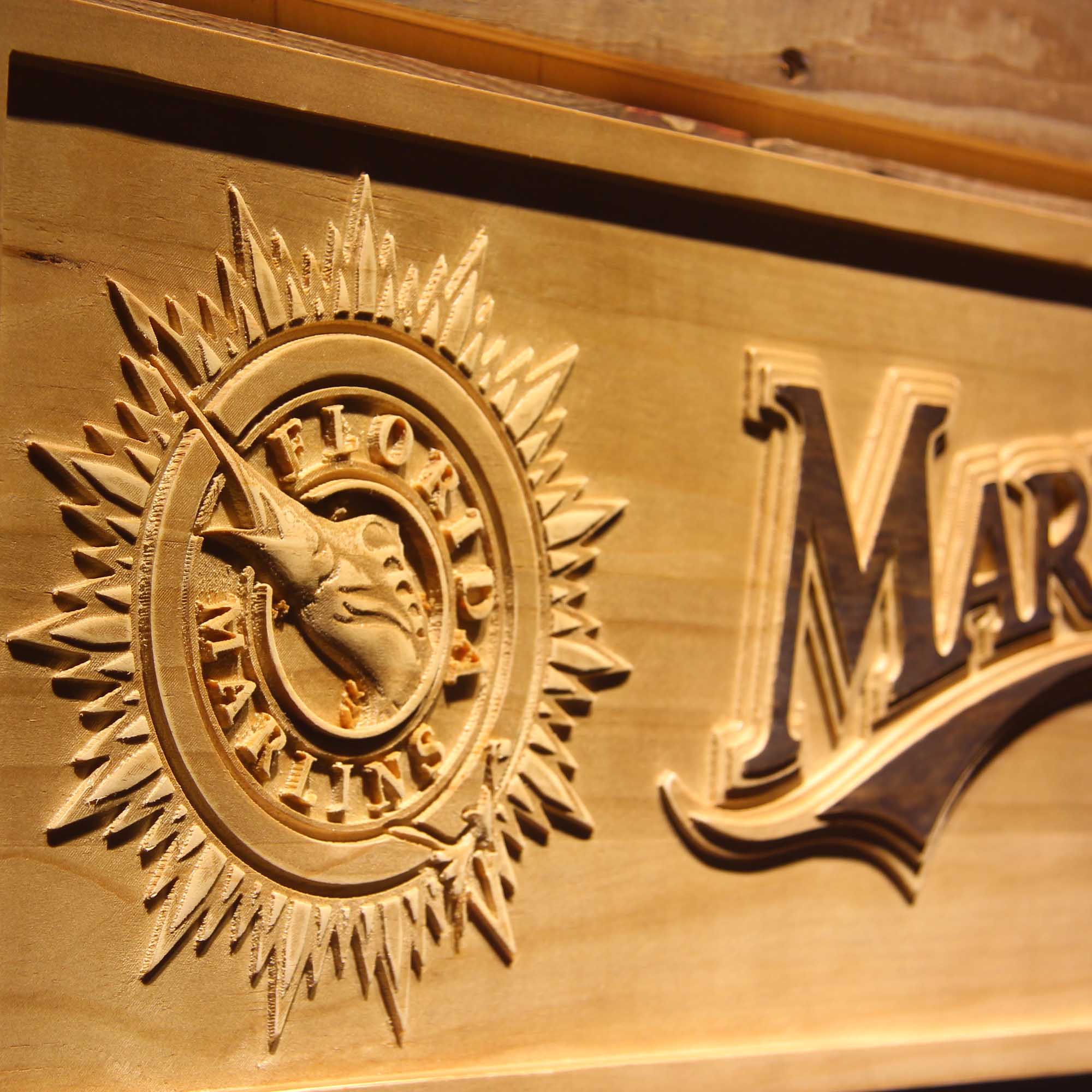 Miami Marlins 3D Wooden Engrave Sign