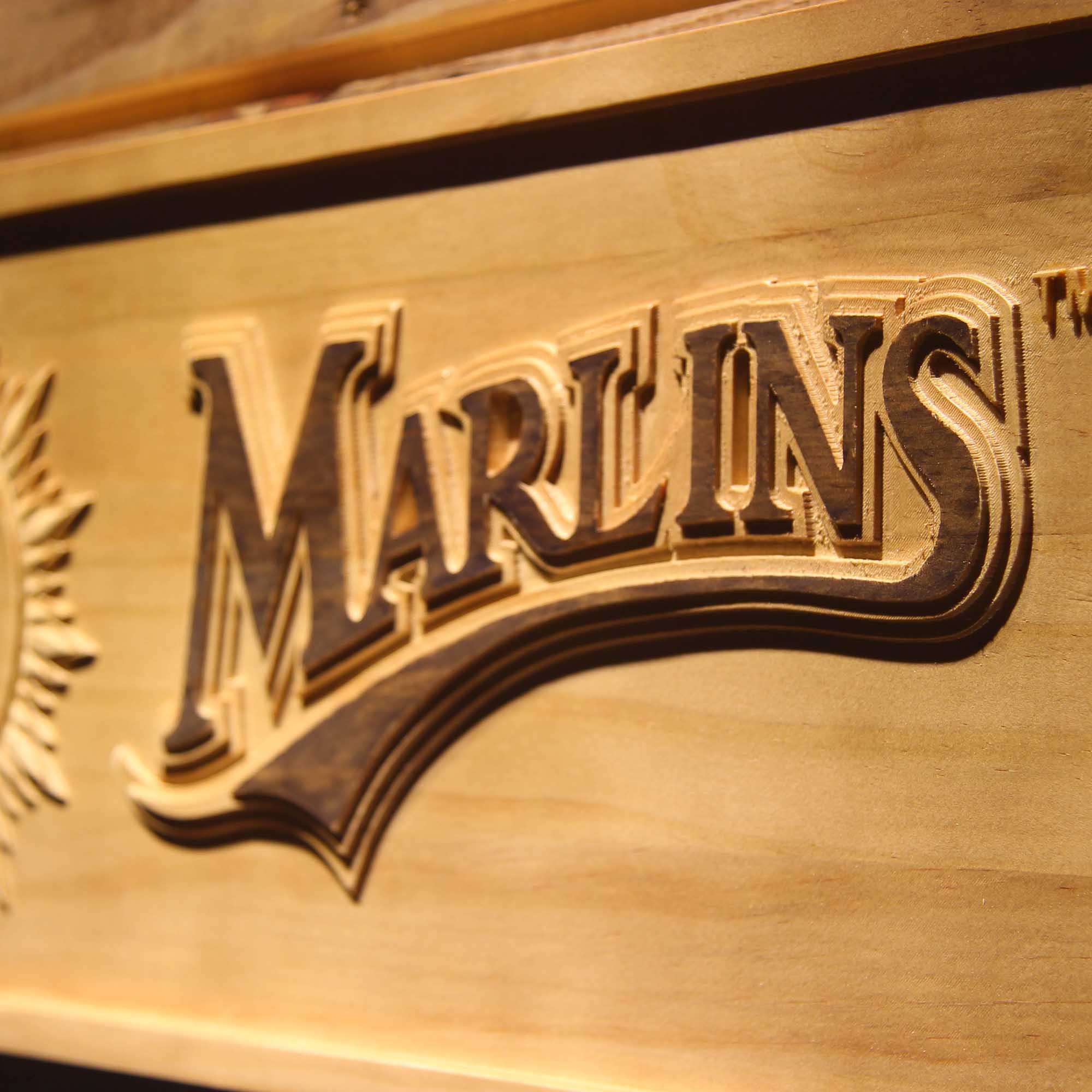 Miami Marlins 3D Wooden Engrave Sign