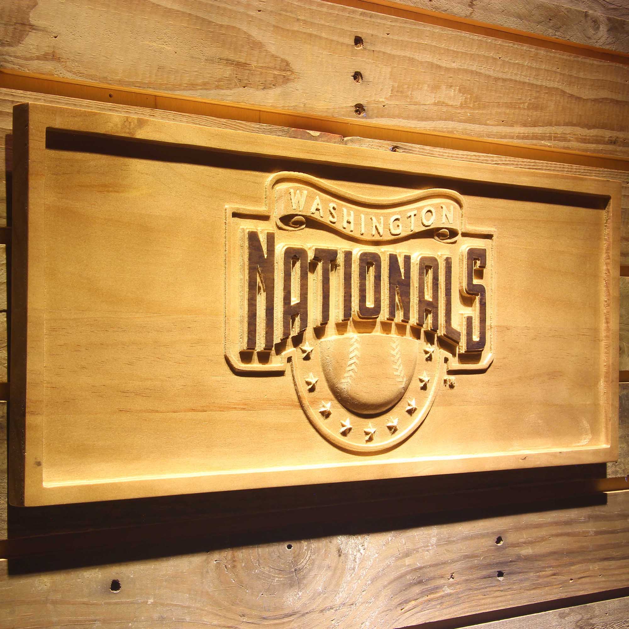 Washington Nationals 3D Wooden Engrave Sign