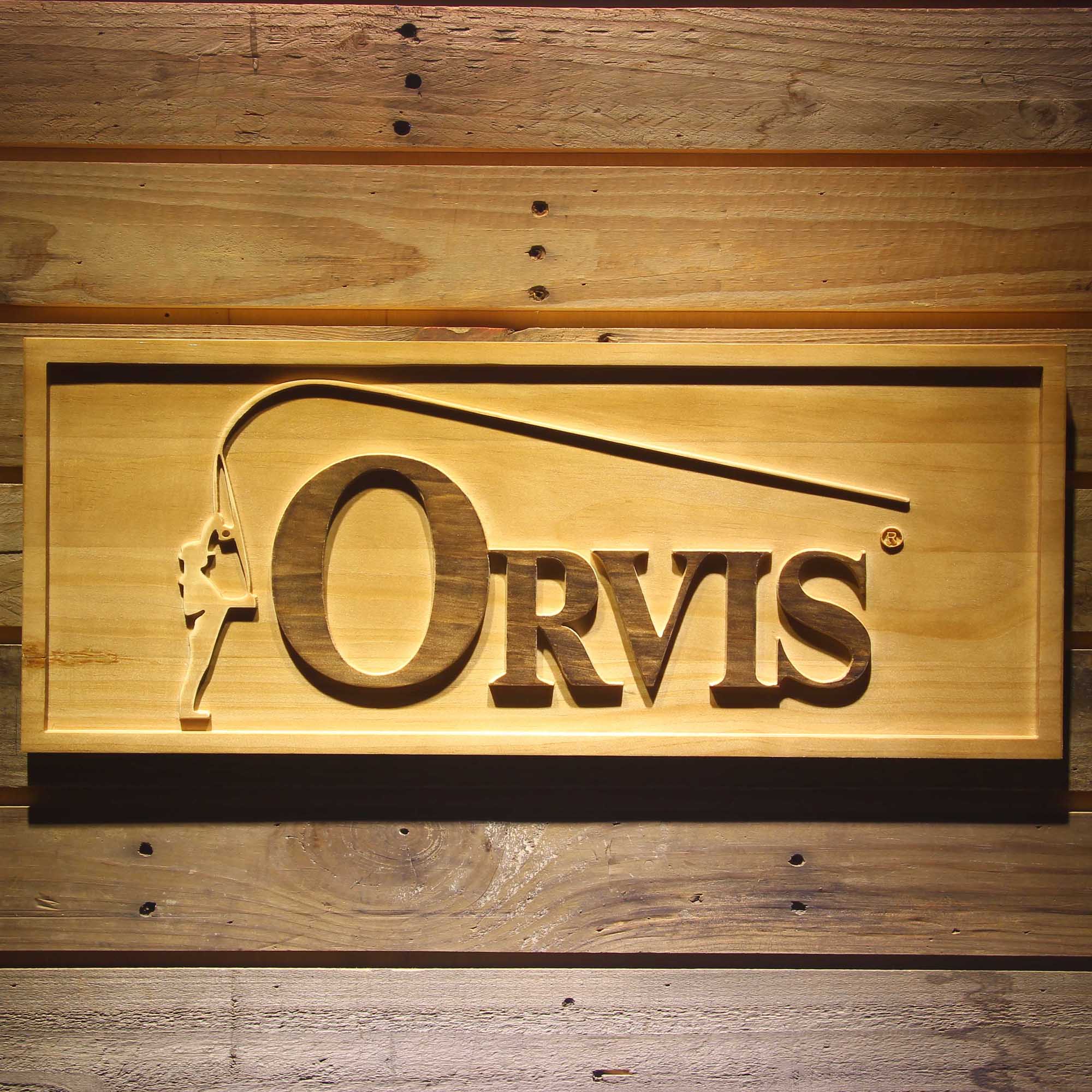 Orvis Fishing 3D Wooden Engrave Sign