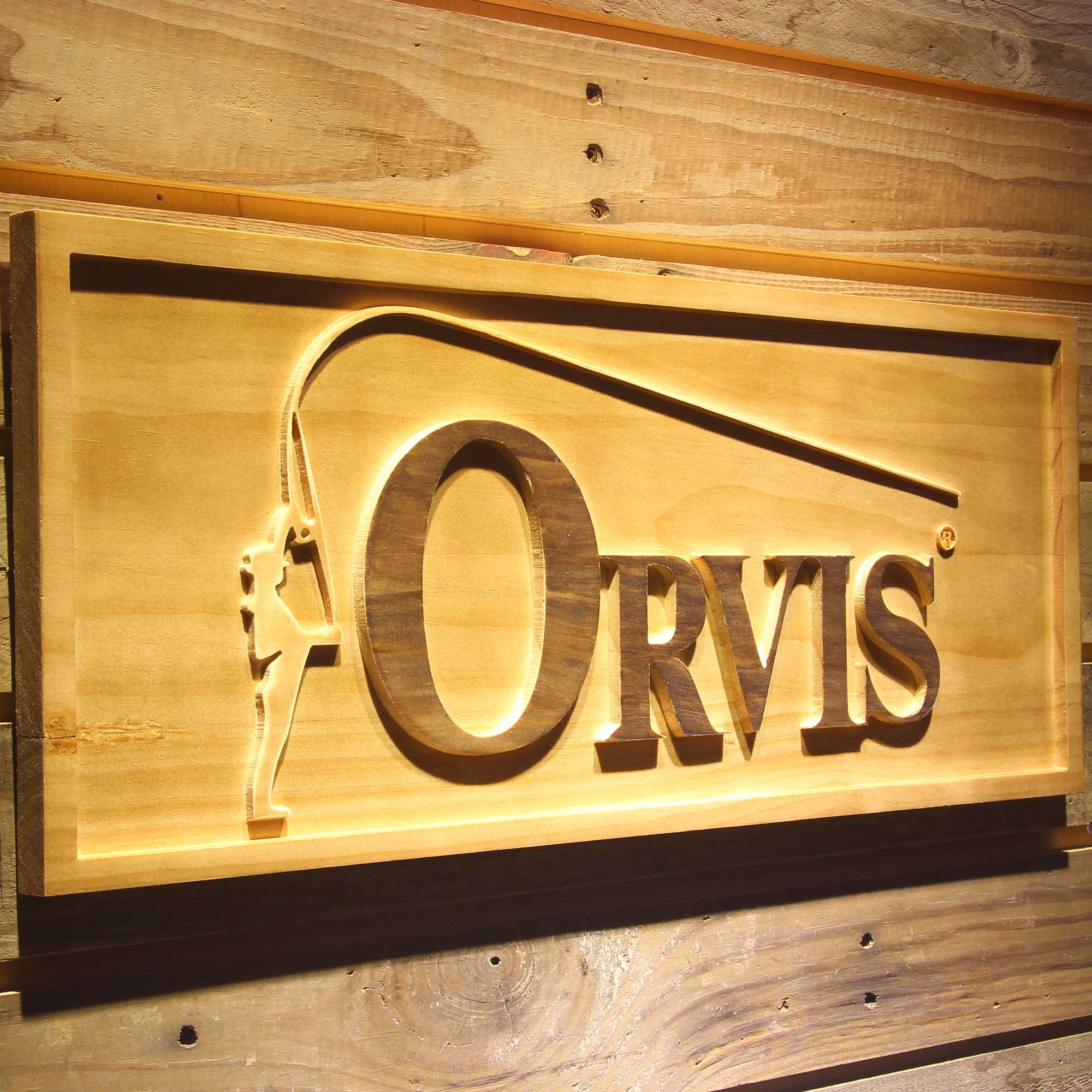 Orvis Fishing 3D Wooden Engrave Sign