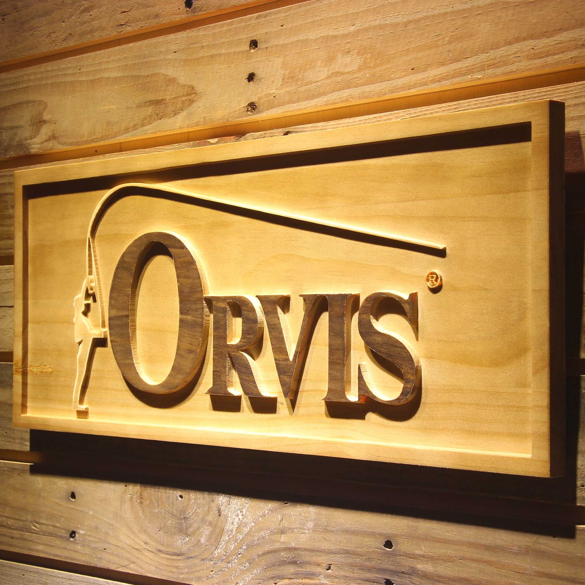 Orvis Fishing 3D Wooden Engrave Sign