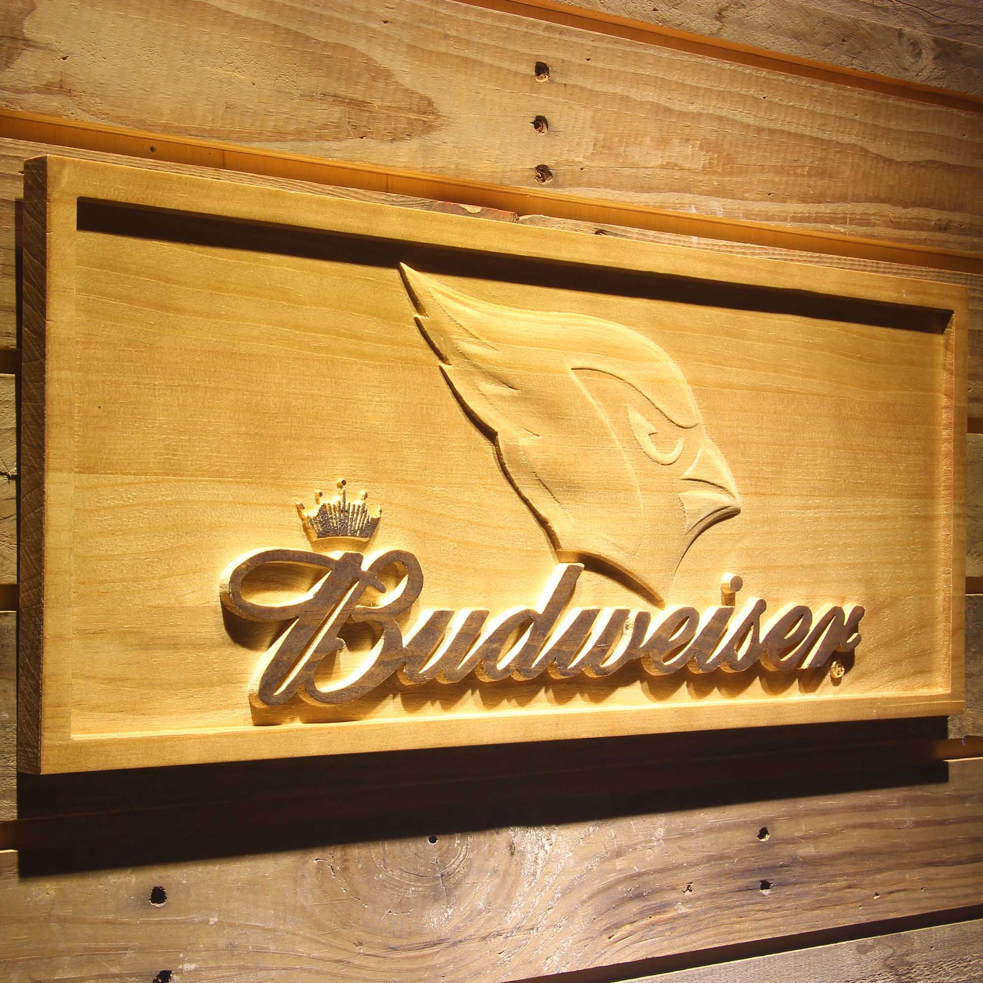Arizona Cardinals Budweiser 3D Wooden Engrave Sign