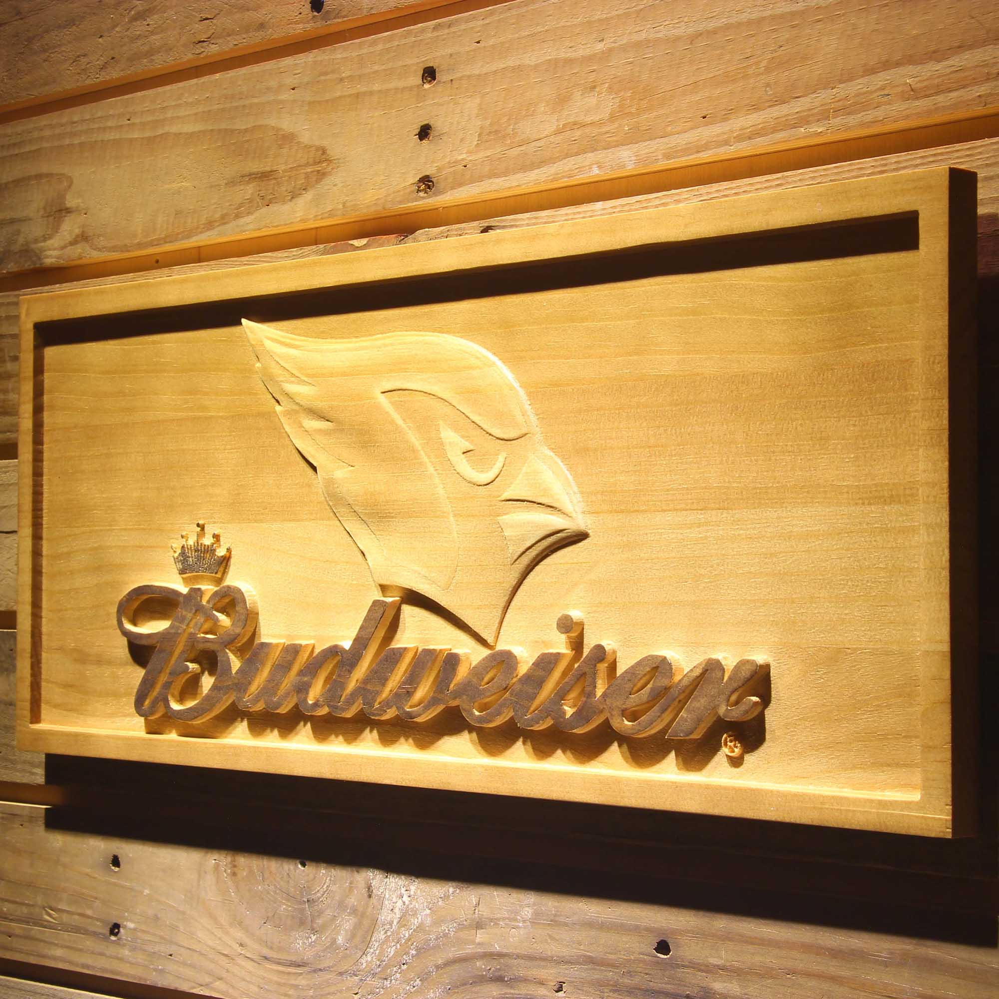 Arizona Cardinals Budweiser 3D Wooden Engrave Sign