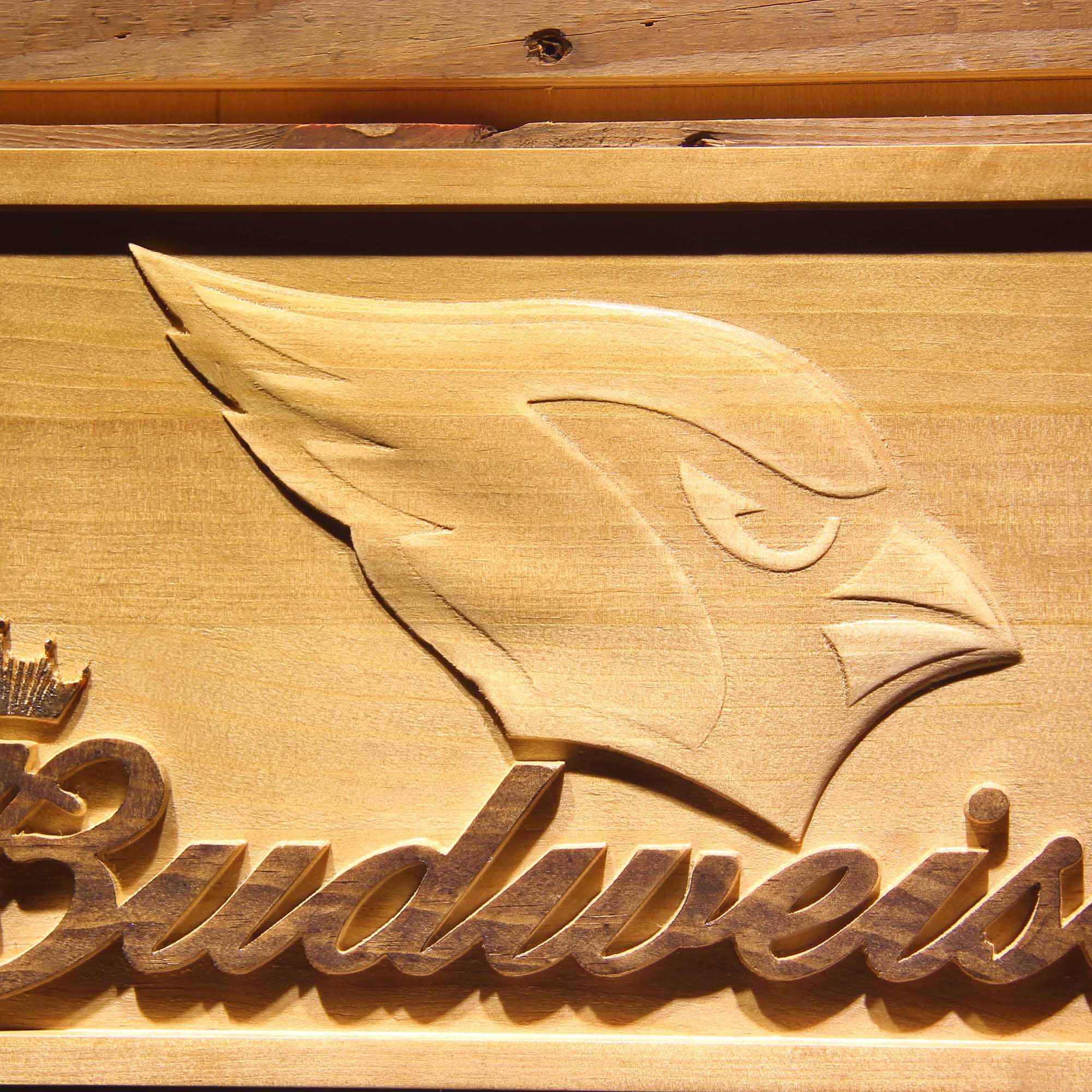 Arizona Cardinals Budweiser 3D Wooden Engrave Sign