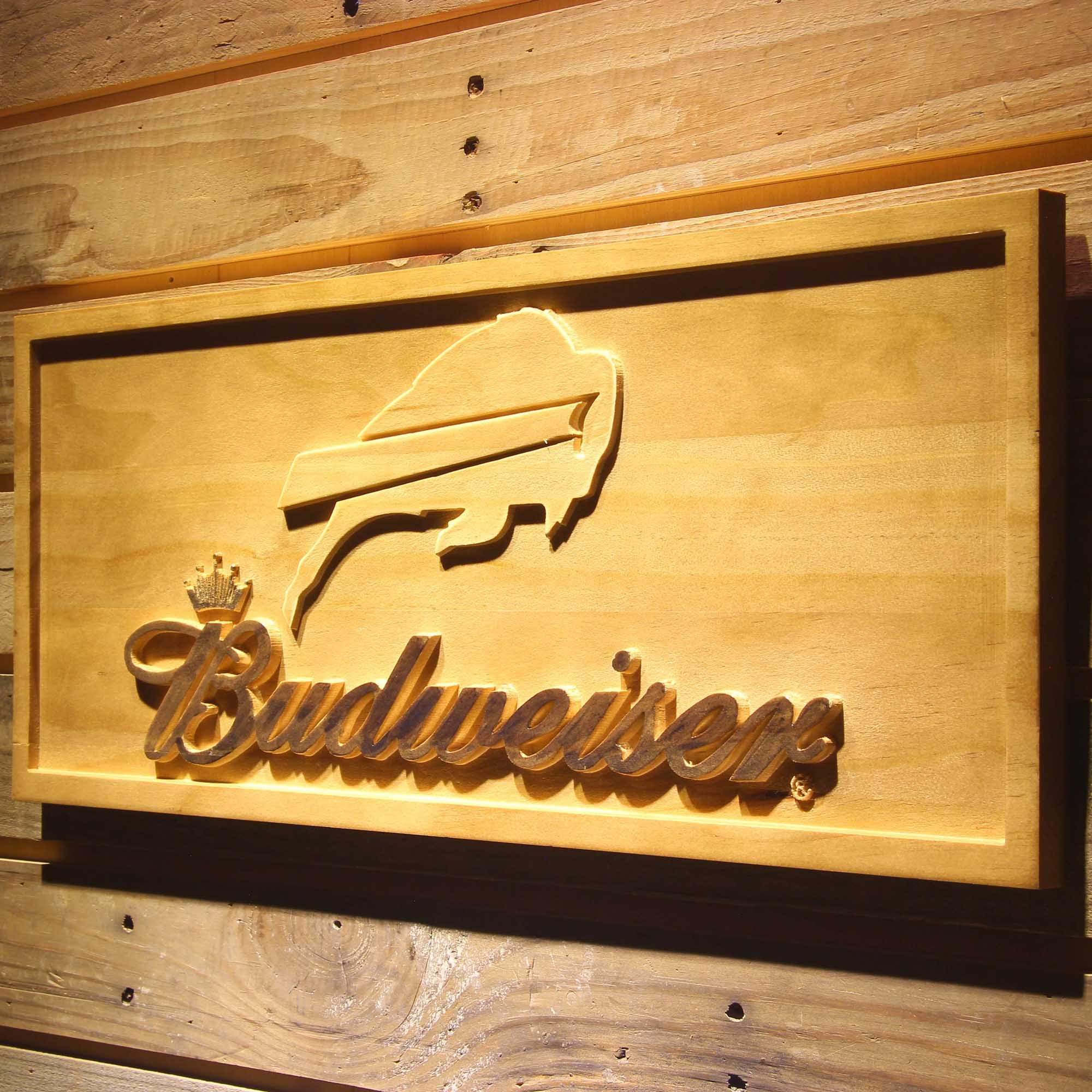 Buffalo Bills Budweiser 3D Wooden Engrave Sign