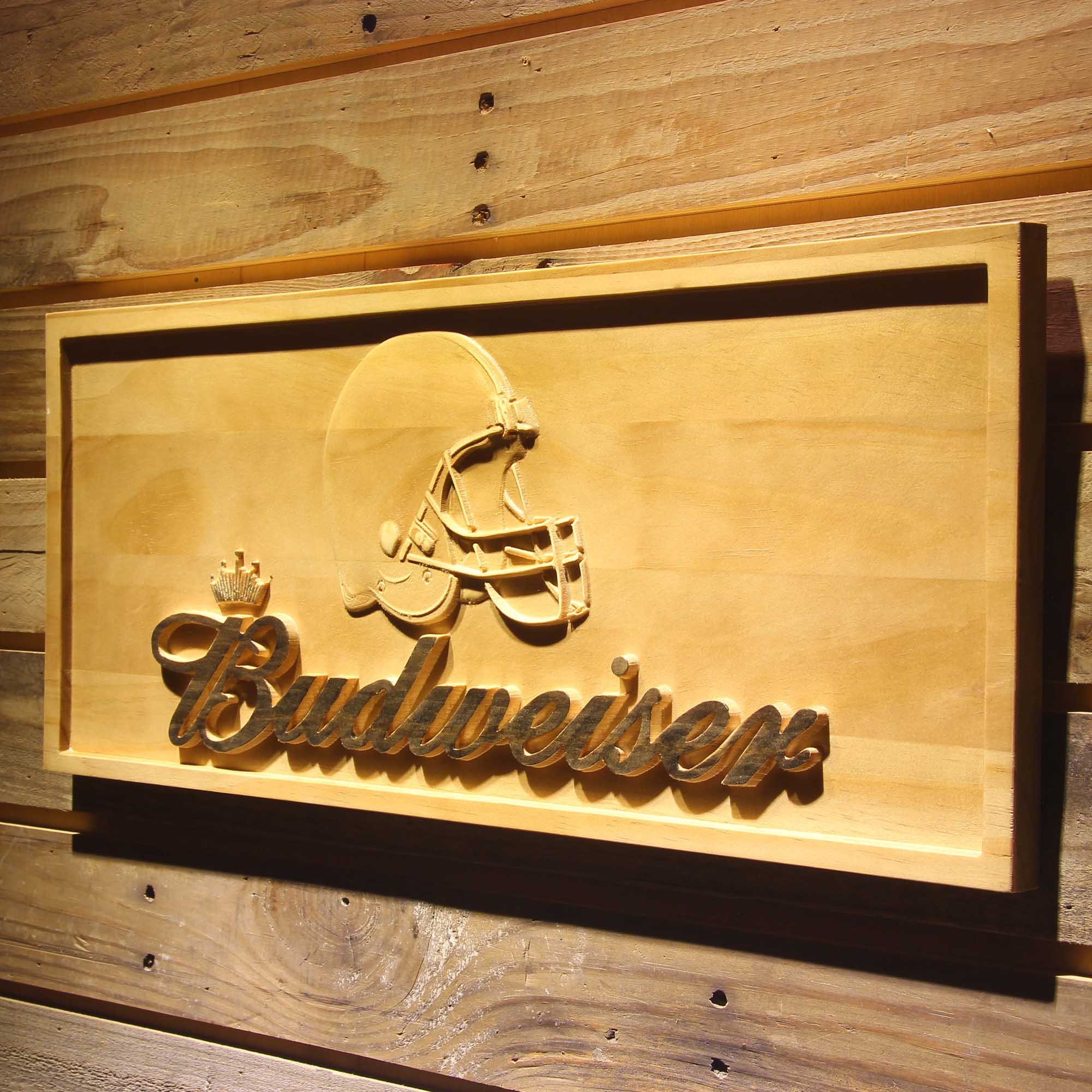 Cleveland Browns Budweiser 3D Wooden Engrave Sign