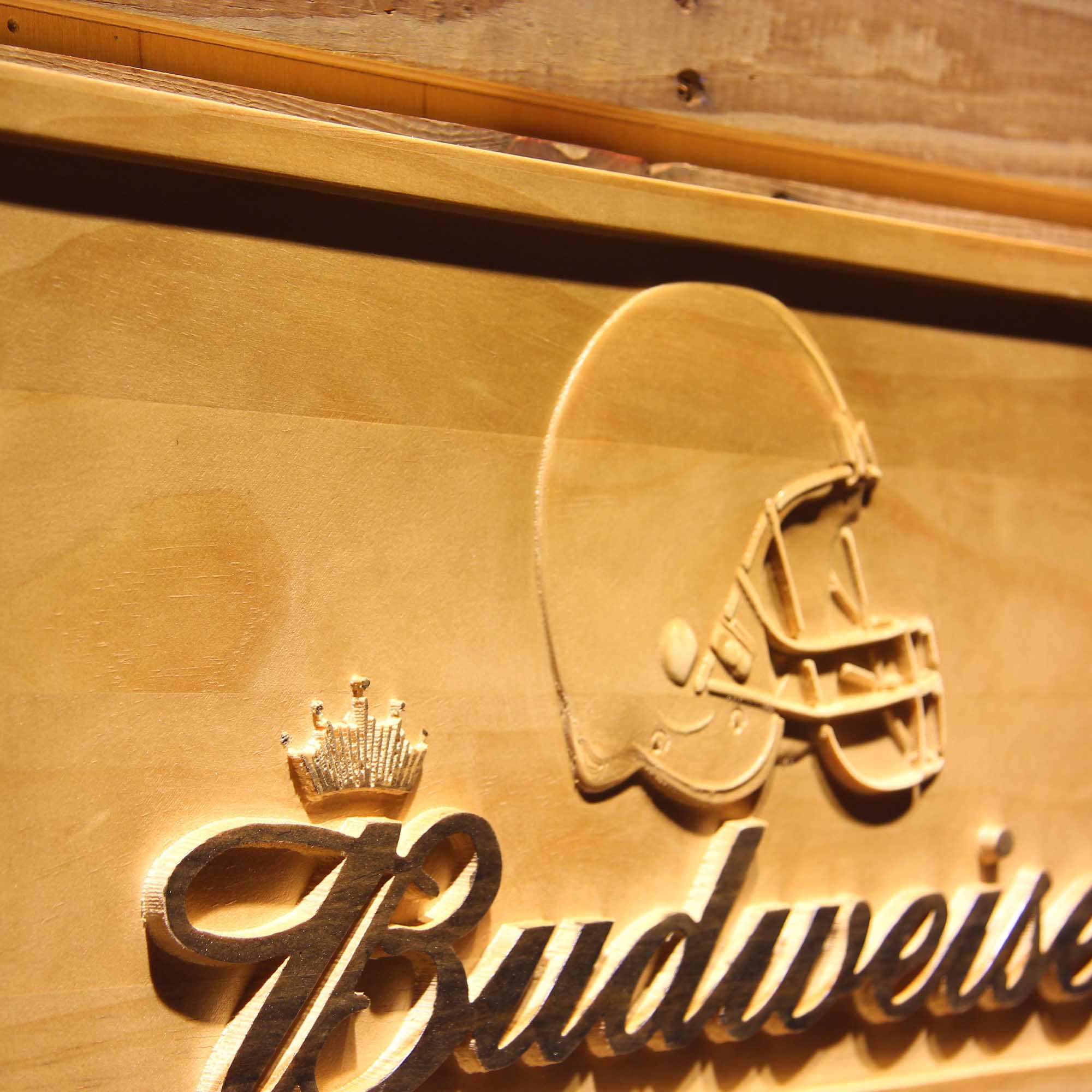 Cleveland Browns Budweiser 3D Wooden Engrave Sign