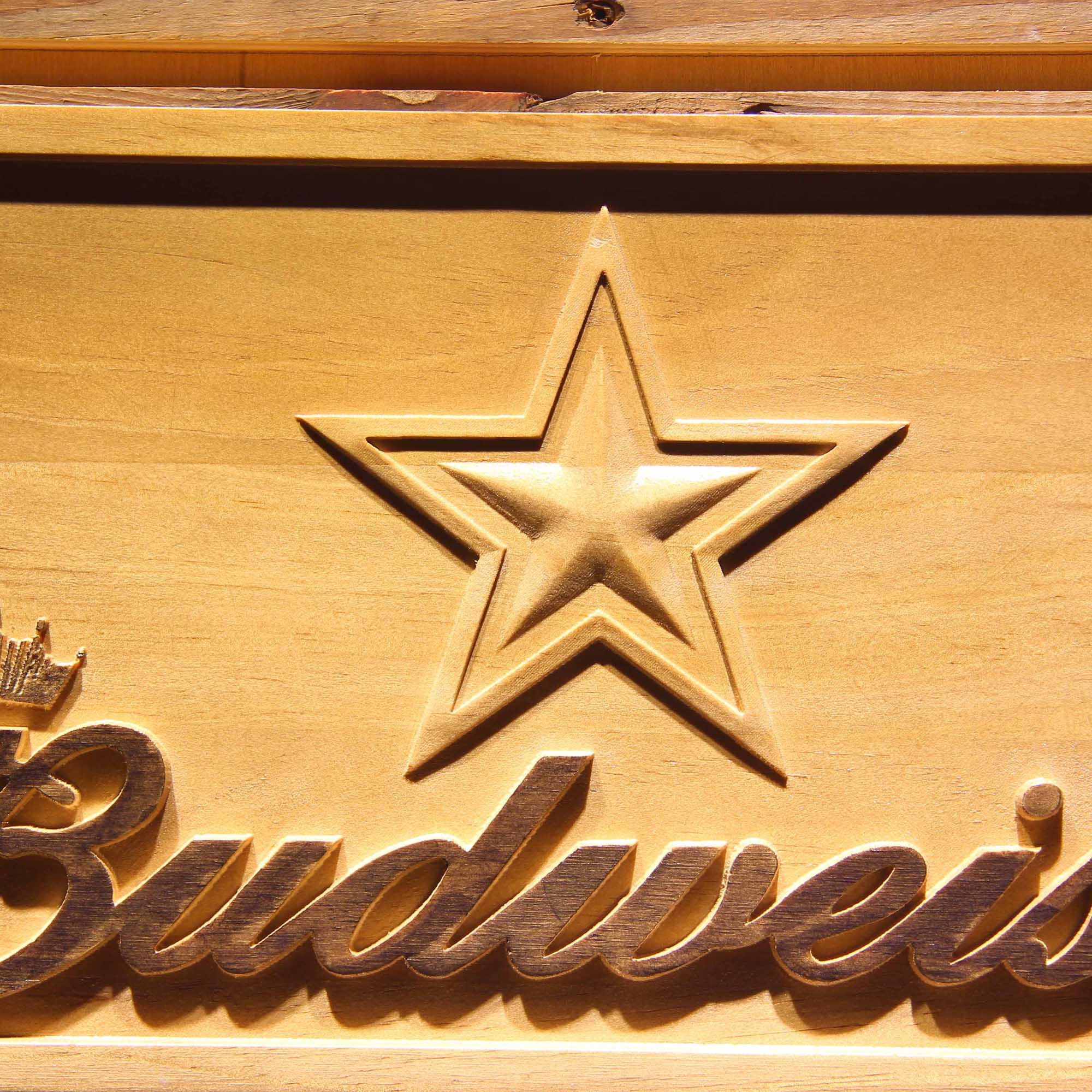 Dallas Cowboys Budweiser 3D Wooden Engrave Sign