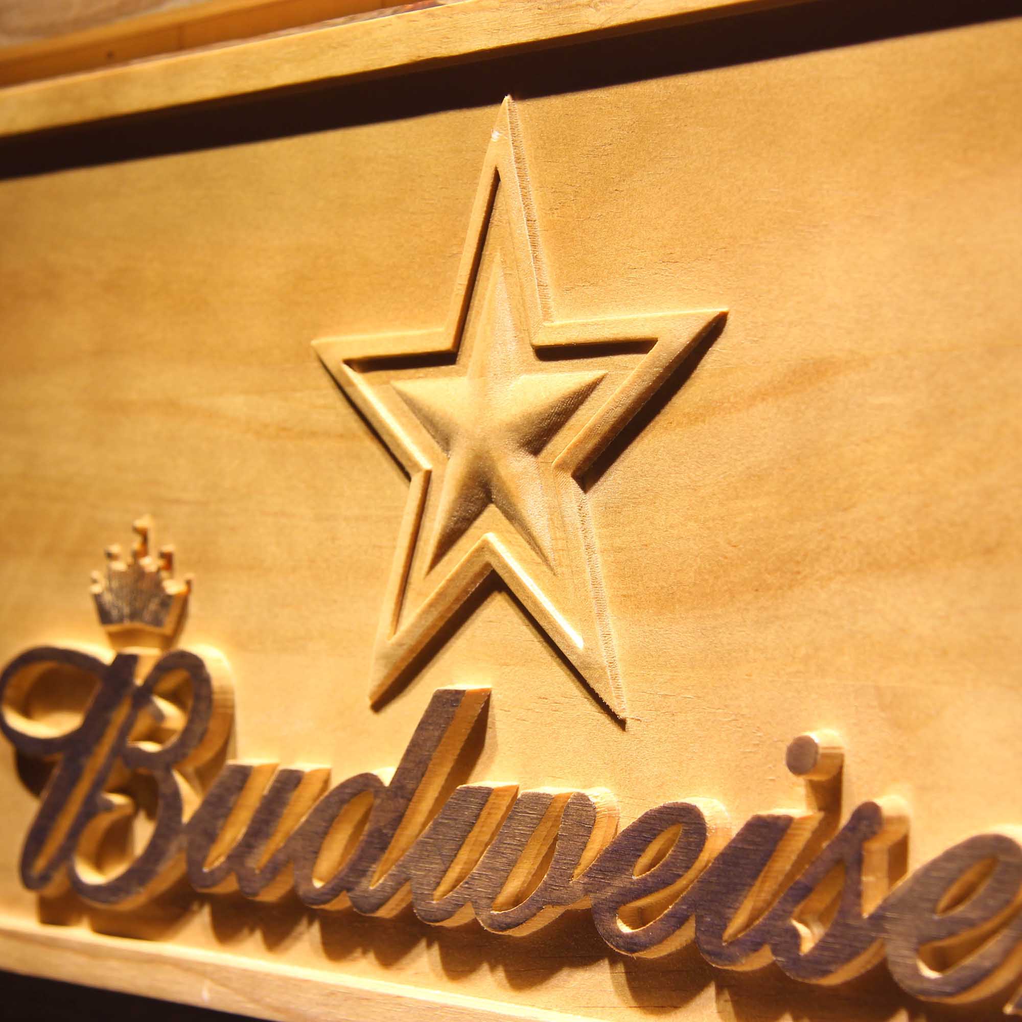 Dallas Cowboys Budweiser 3D Wooden Engrave Sign