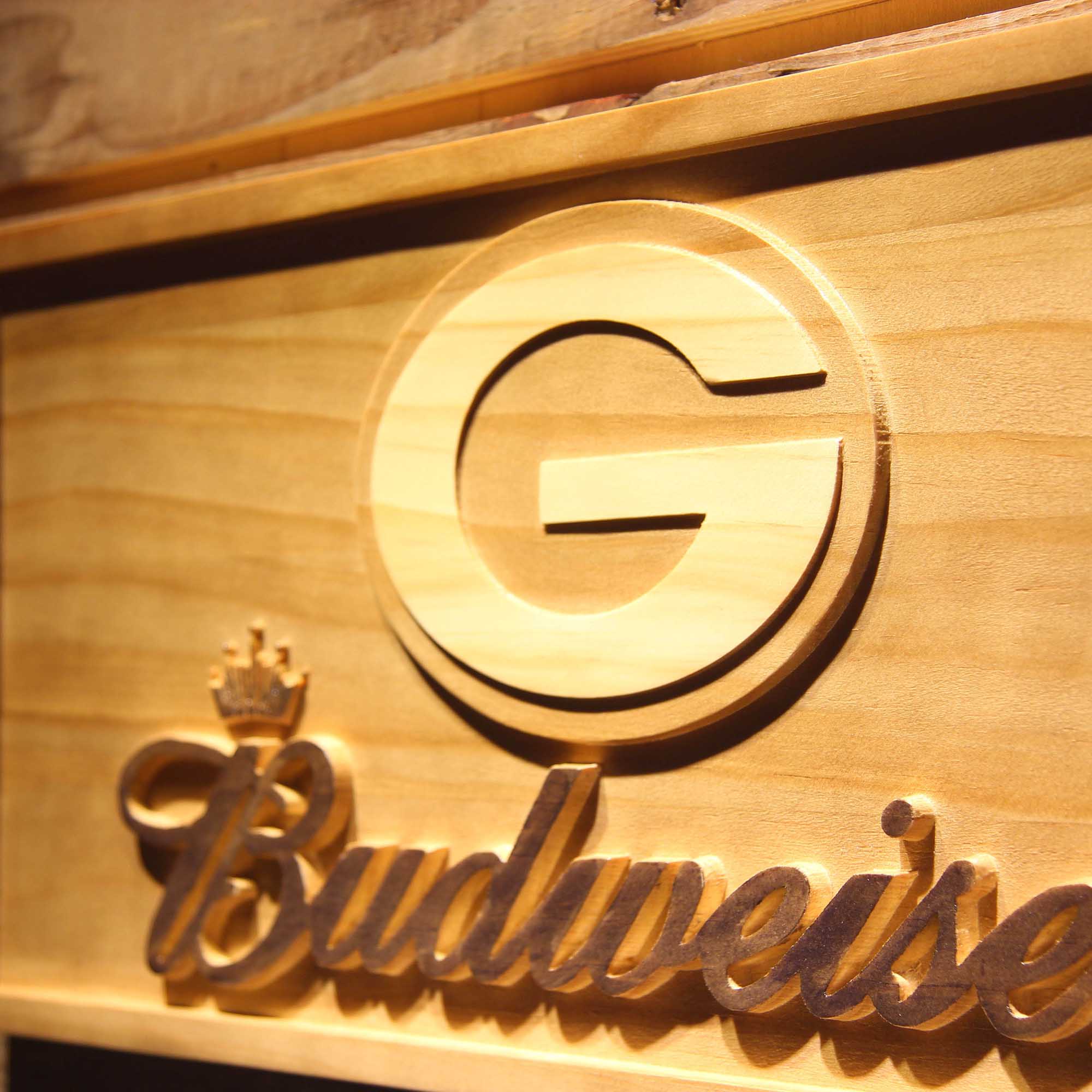 Green Bay Packers Budweiser 3D Wooden Engrave Sign