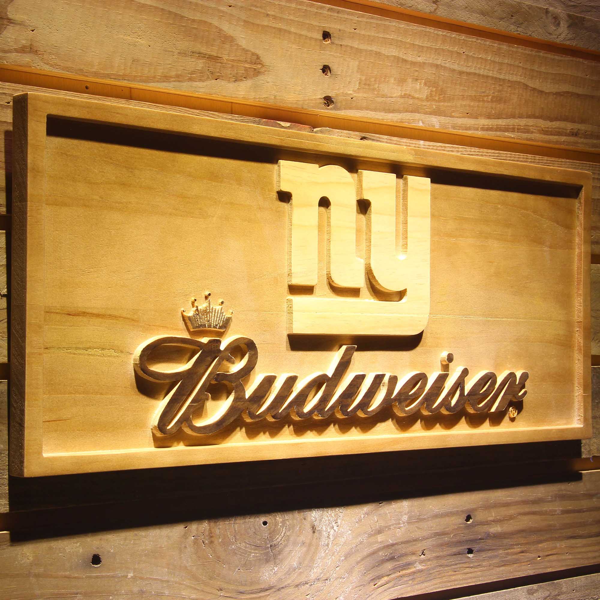 New York Giants Budweiser 3D Wooden Engrave Sign