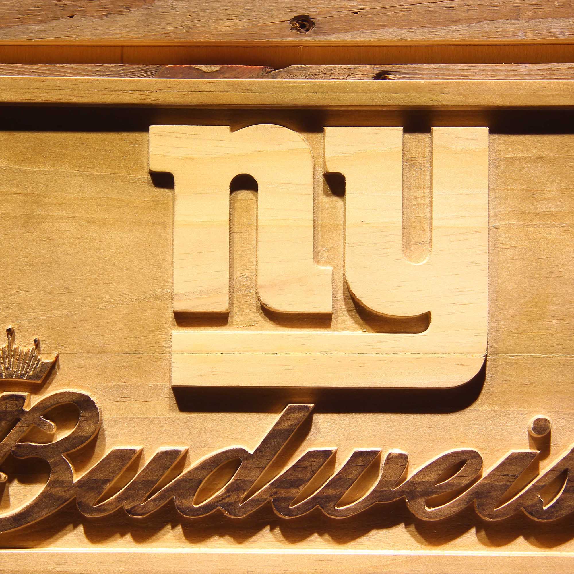 New York Giants Budweiser 3D Wooden Engrave Sign