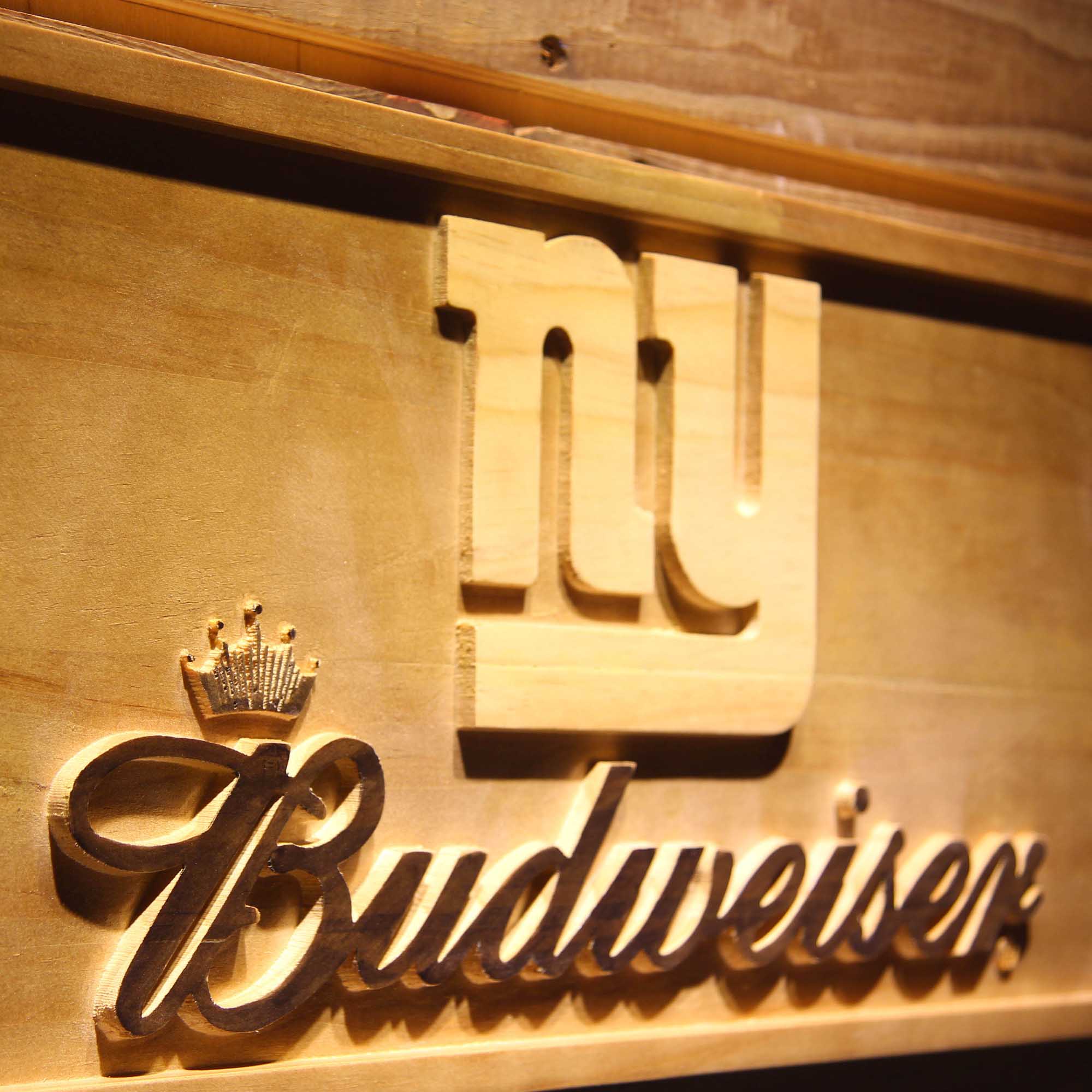 New York Giants Budweiser 3D Wooden Engrave Sign