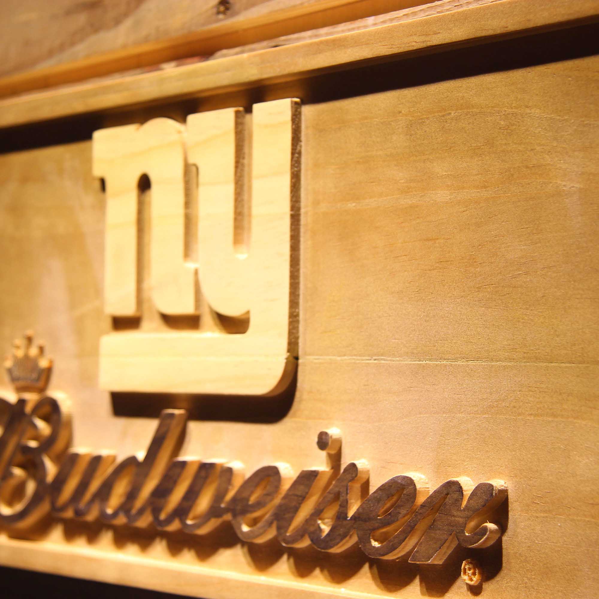 New York Giants Budweiser 3D Wooden Engrave Sign