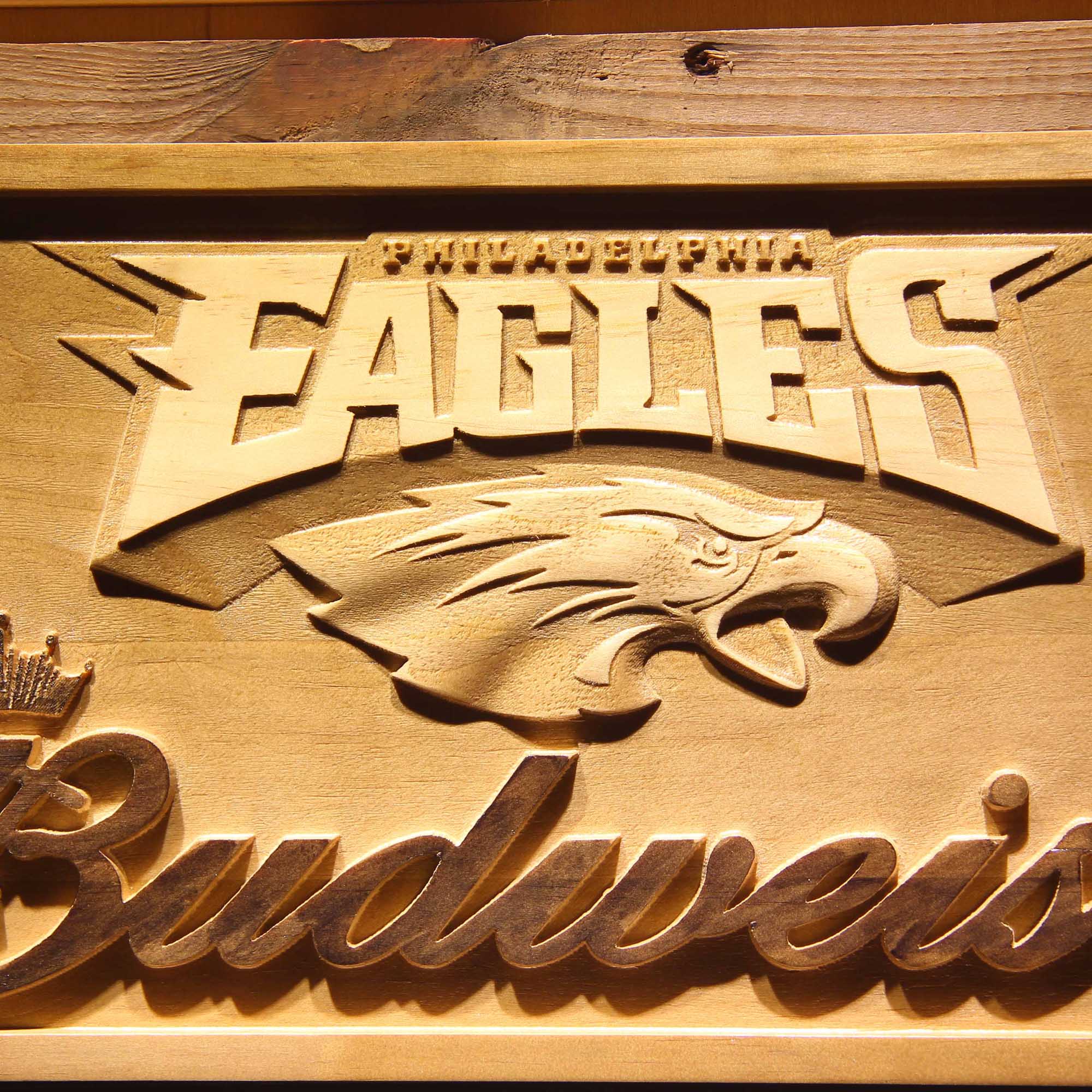 Philadelphia Eagles Budweiser 3D Wooden Engrave Sign