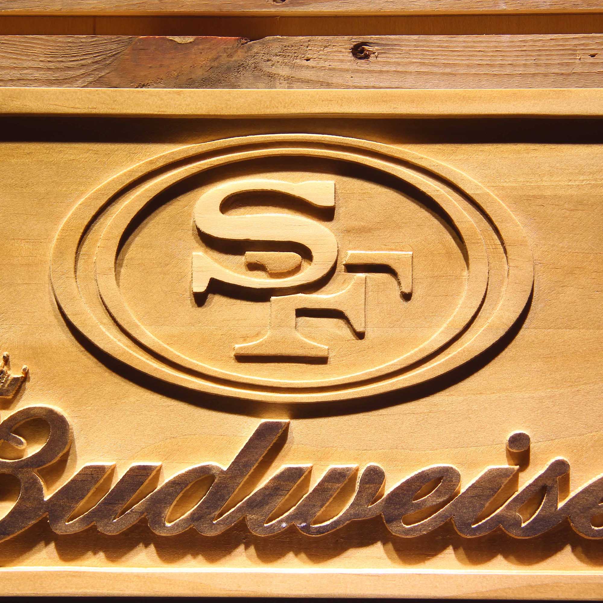 San Francisco 49ers Budweiser Bar 3D Wooden Engrave Sign