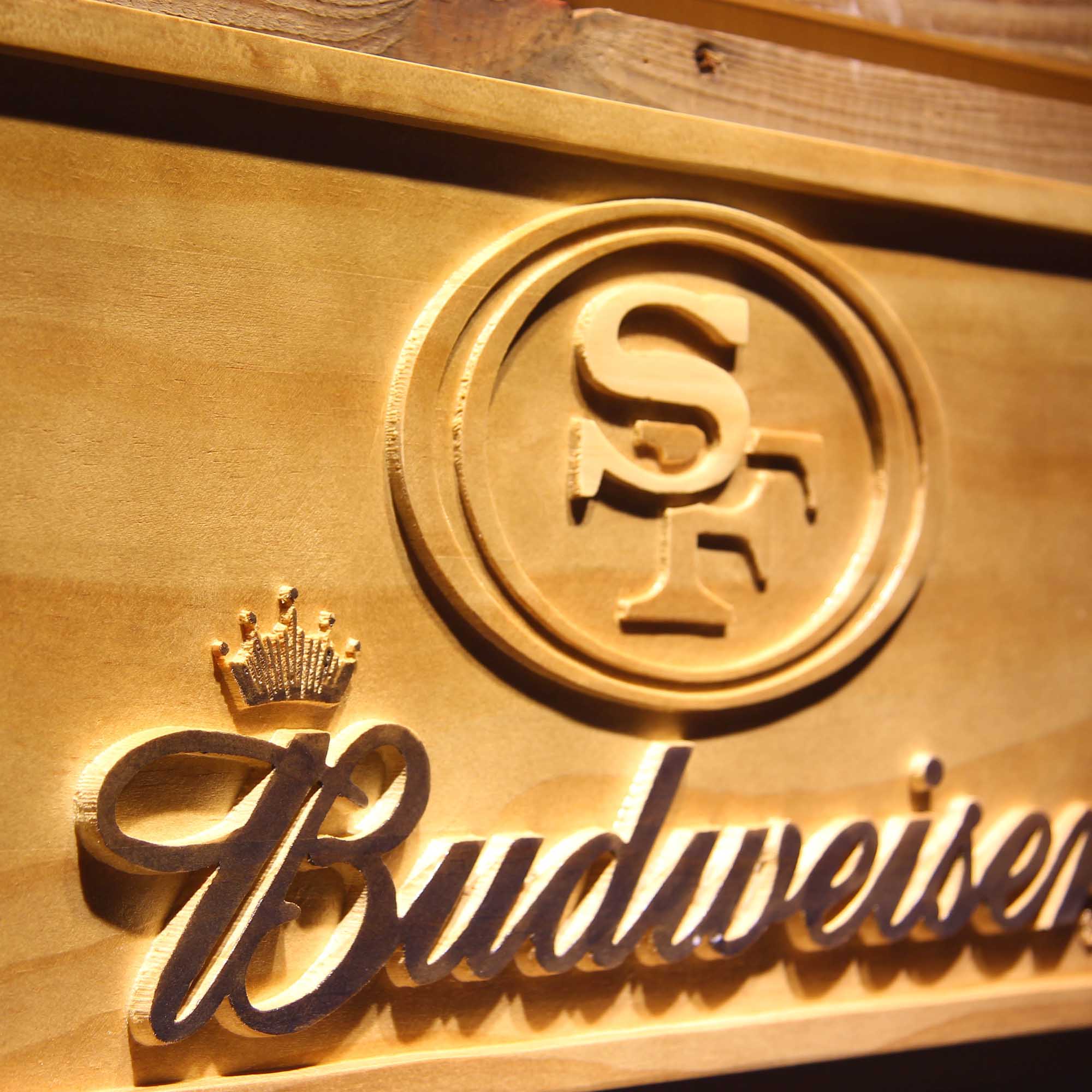 San Francisco 49ers Budweiser Bar 3D Wooden Engrave Sign