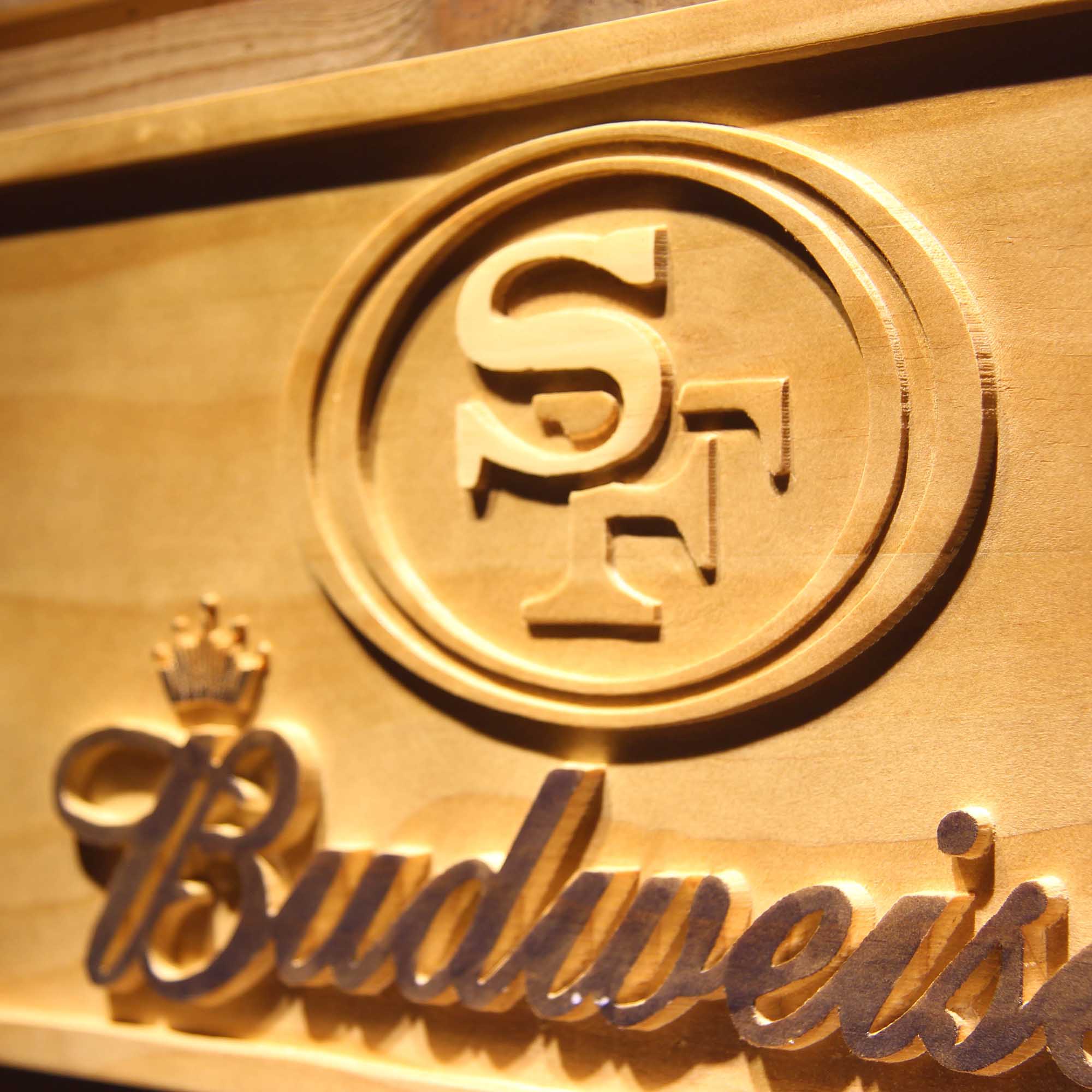 San Francisco 49ers Budweiser Bar 3D Wooden Engrave Sign