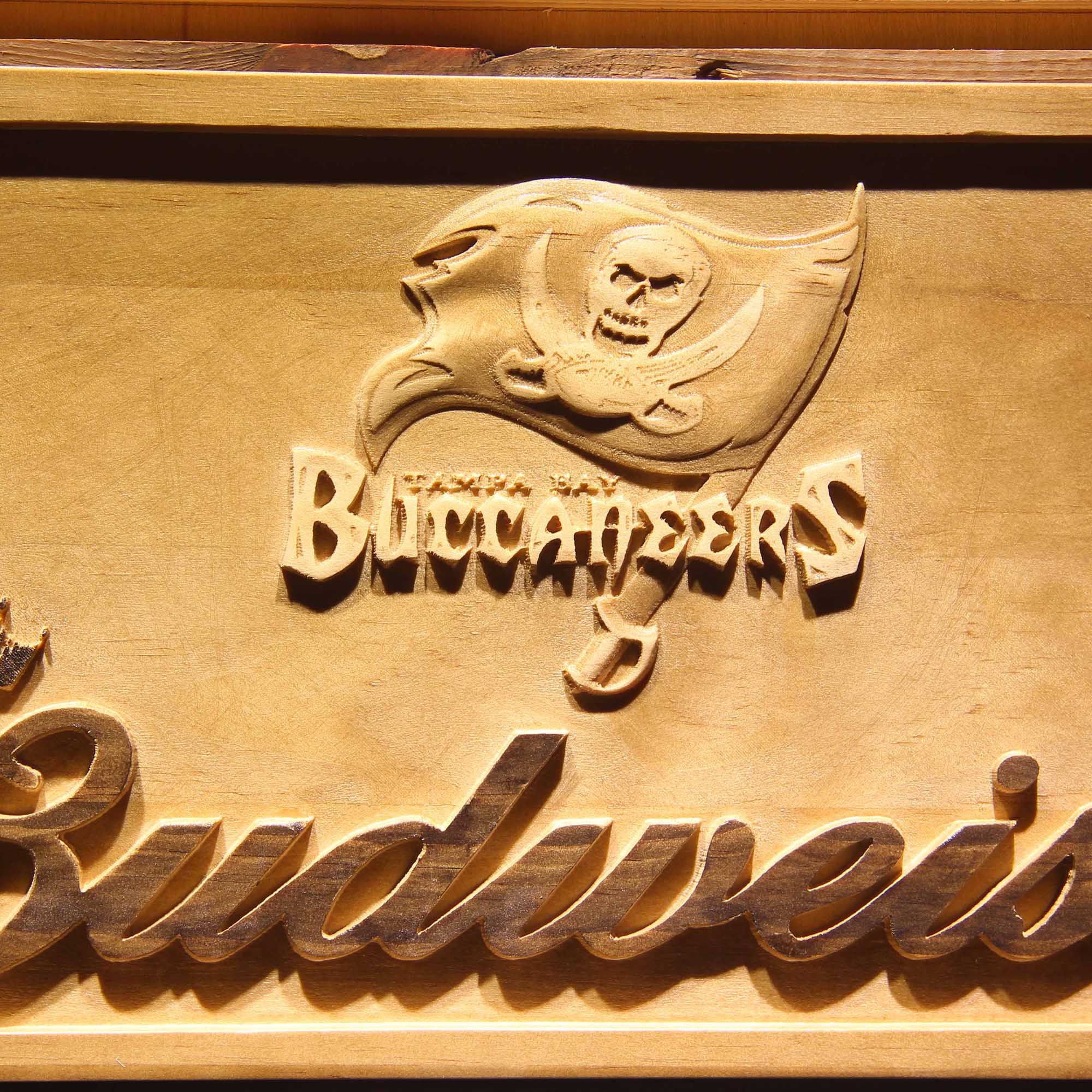 Tampa Bay Buccaneers Budweiser 3D Wooden Engrave Sign