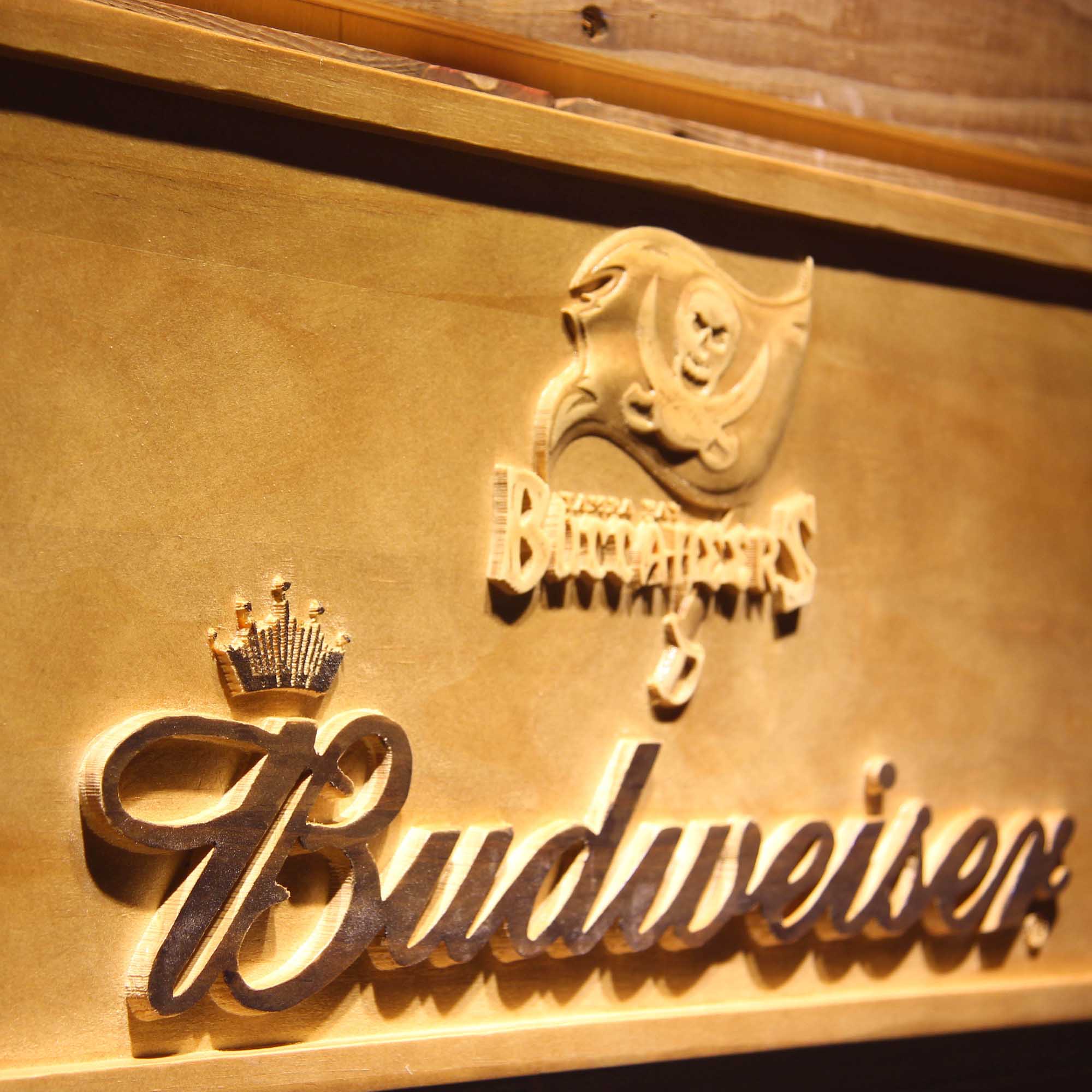 Tampa Bay Buccaneers Budweiser 3D Wooden Engrave Sign