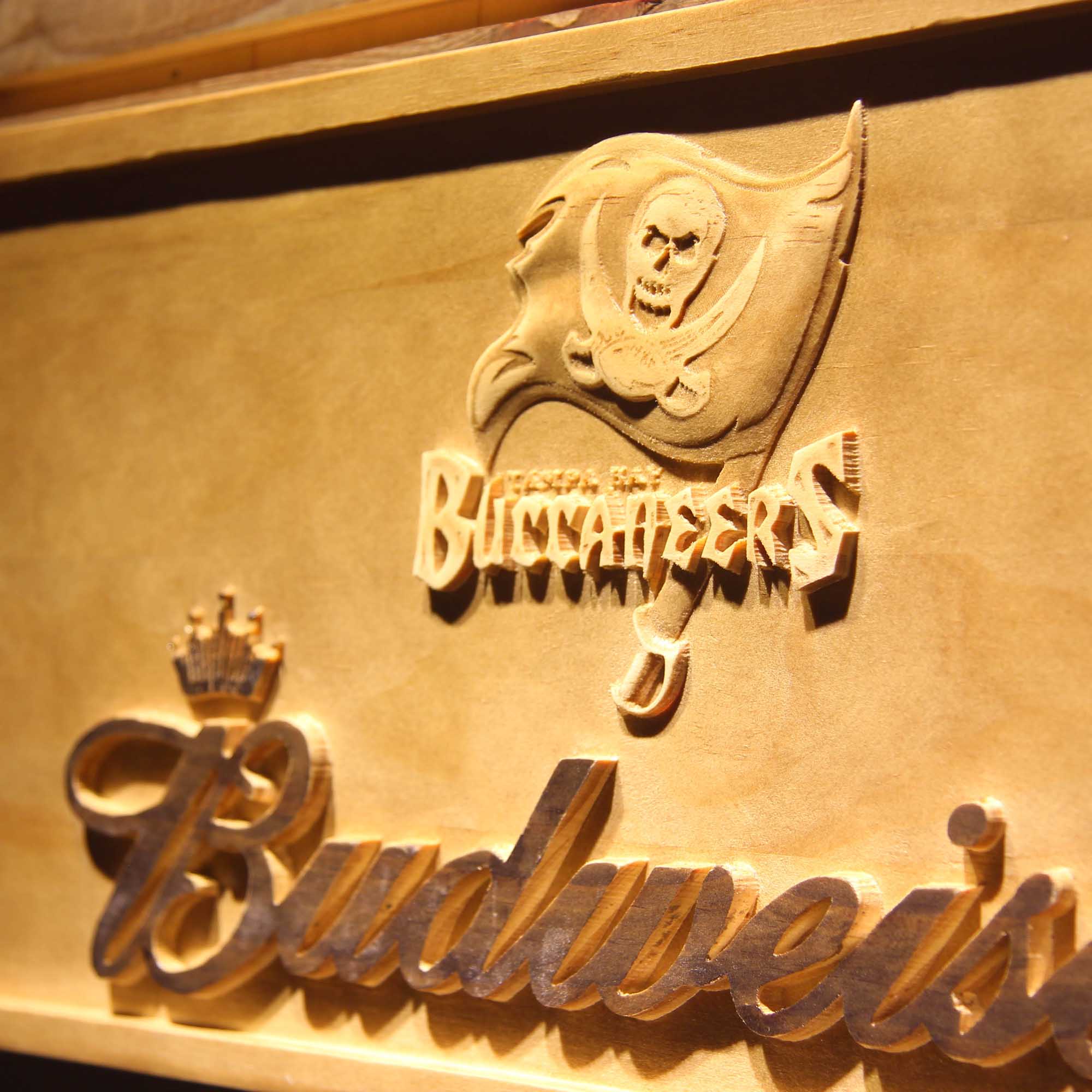 Tampa Bay Buccaneers Budweiser 3D Wooden Engrave Sign