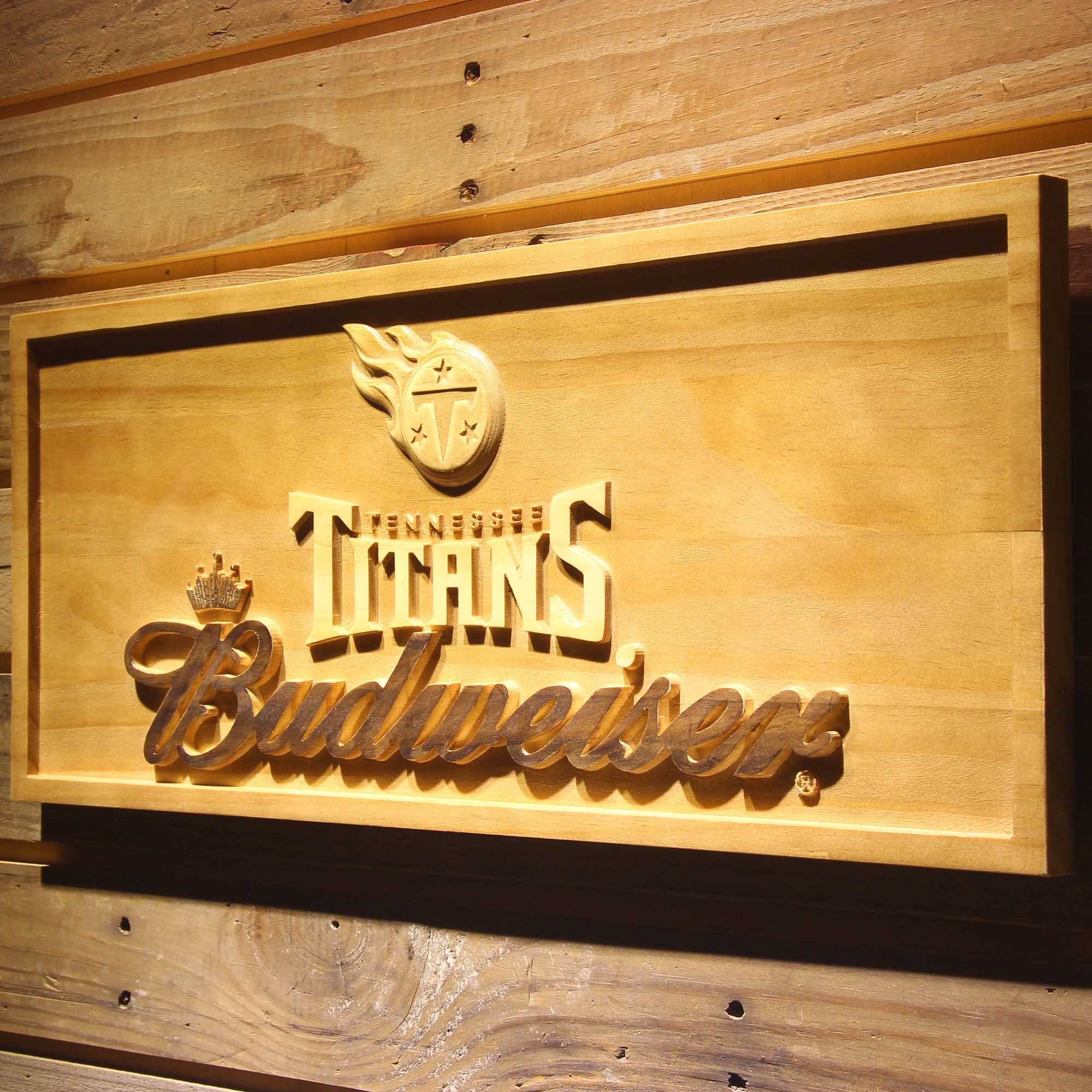 Tennessee Titans Budweiser 3D Wooden Engrave Sign