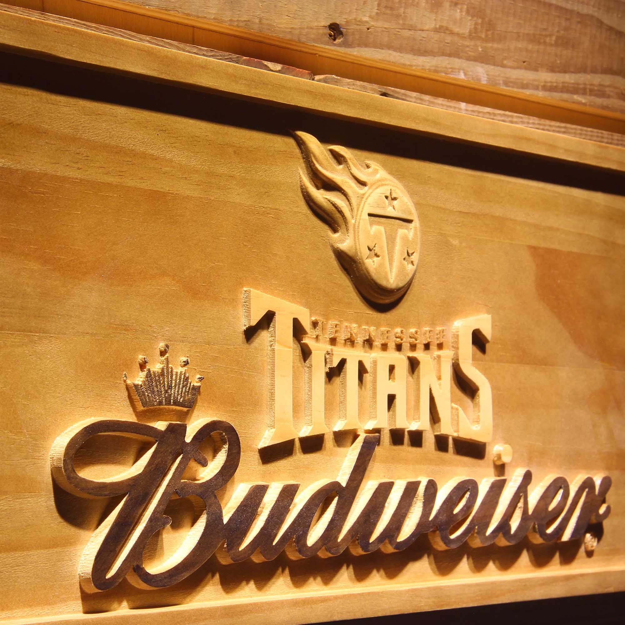 Tennessee Titans Budweiser 3D Wooden Engrave Sign