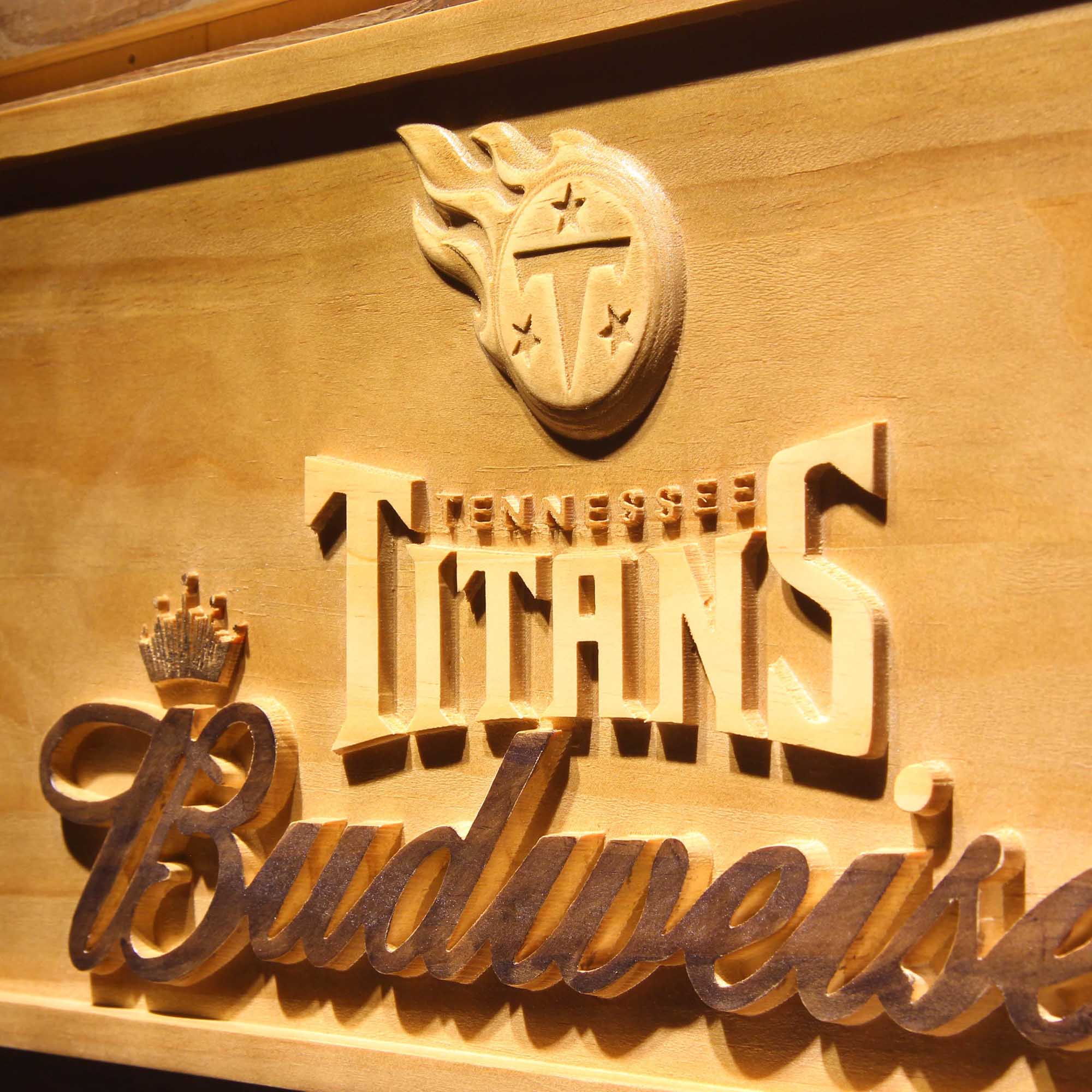 Tennessee Titans Budweiser 3D Wooden Engrave Sign