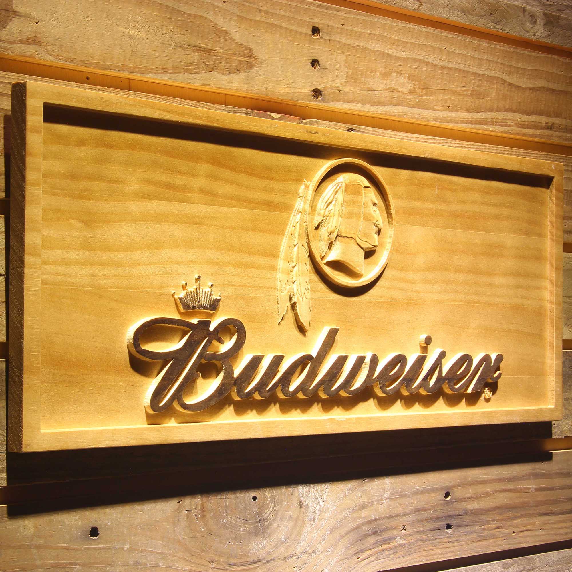 Washington Redskins Budweiser 3D Wooden Engrave Sign