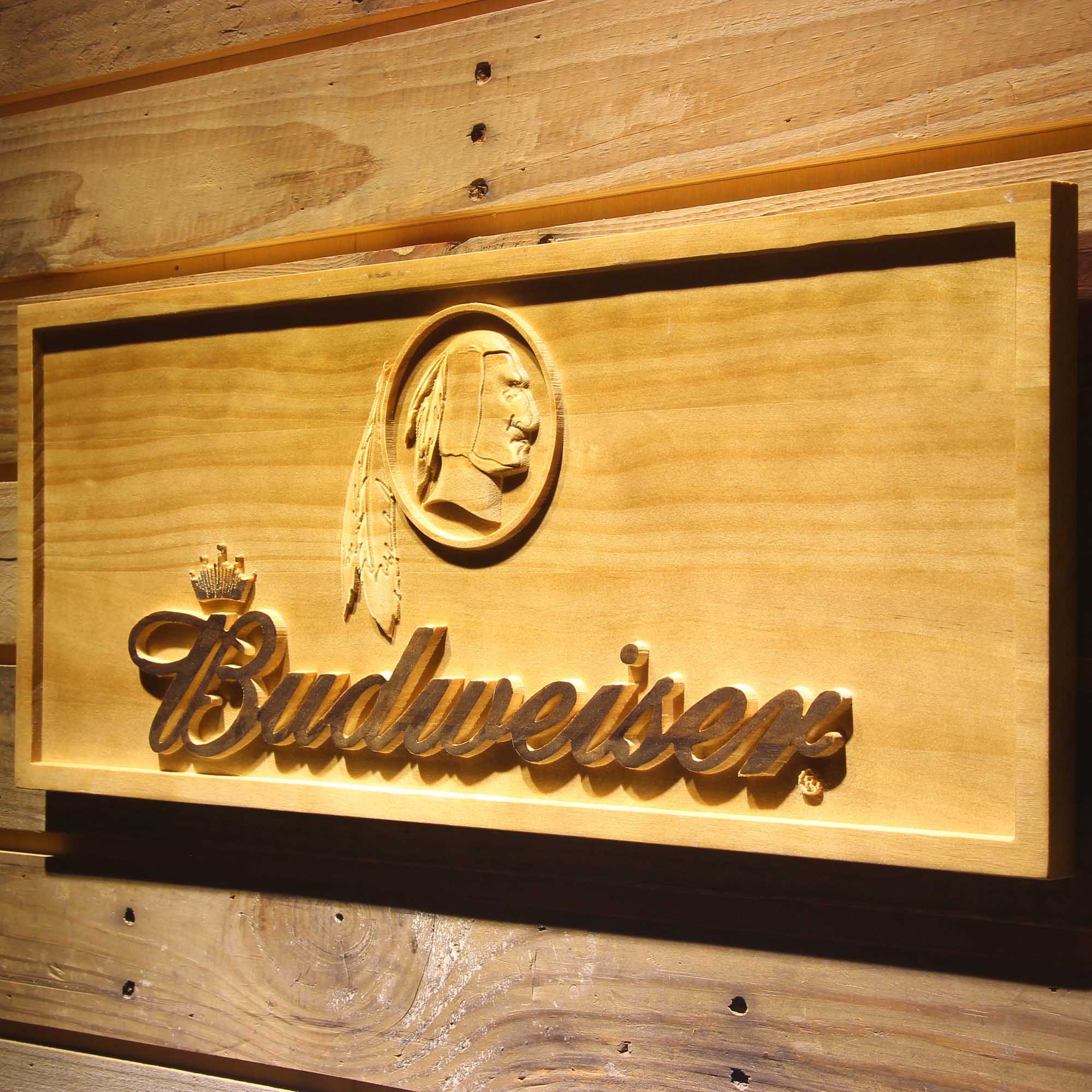 Washington Redskins Budweiser 3D Wooden Engrave Sign