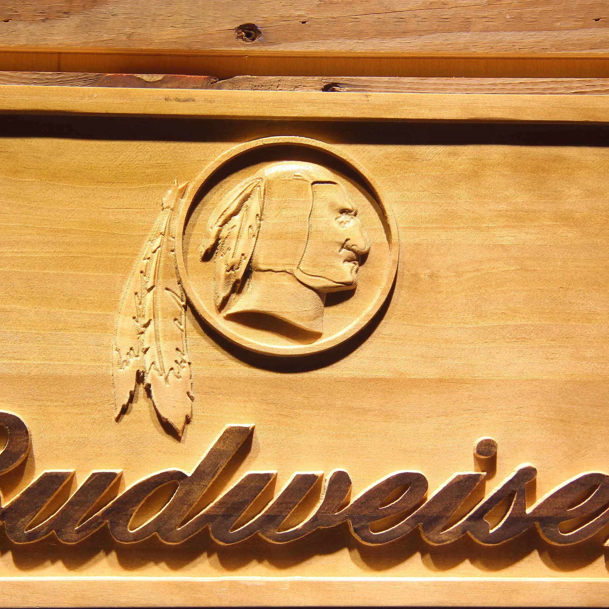 Washington Redskins Budweiser 3D Wooden Engrave Sign