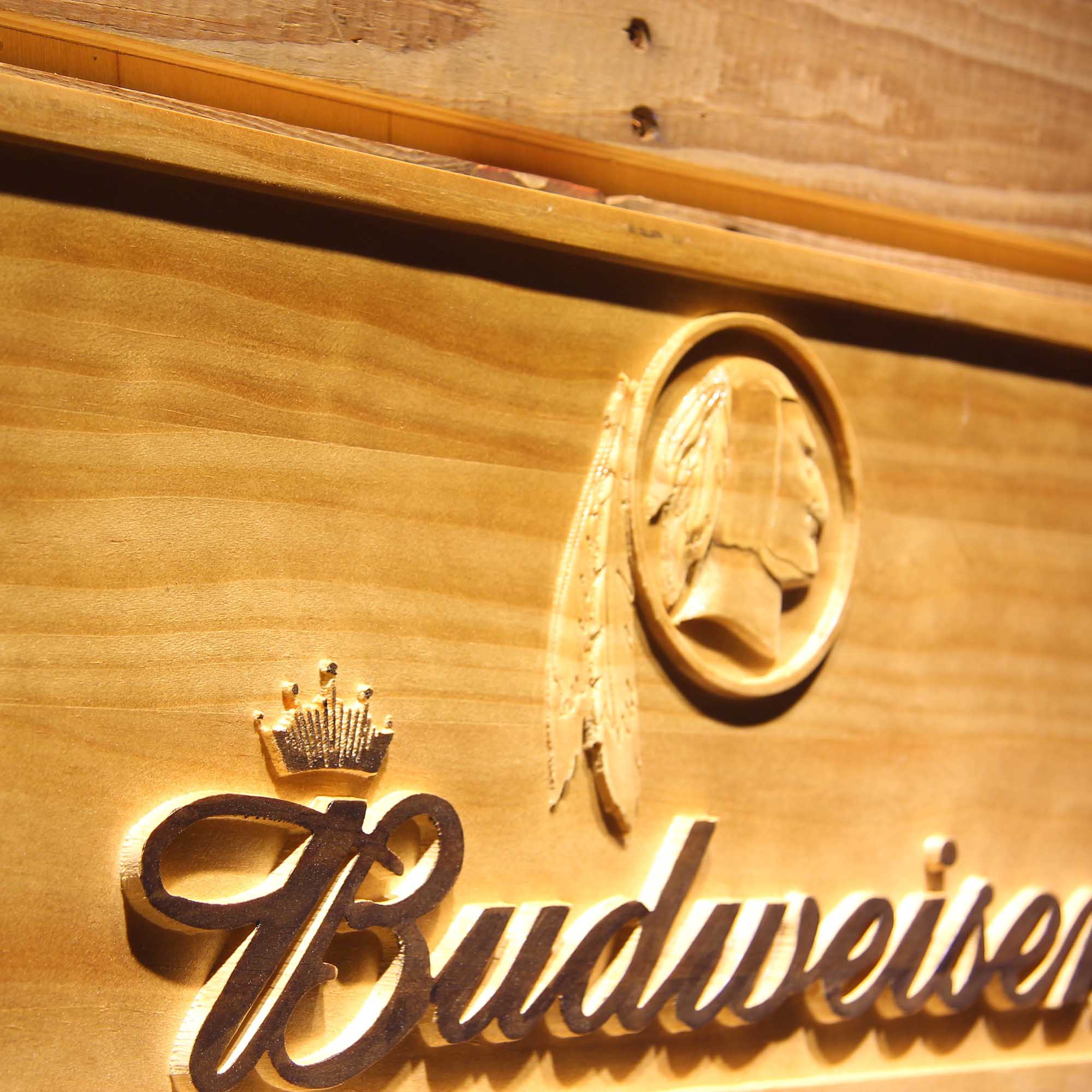 Washington Redskins Budweiser 3D Wooden Engrave Sign