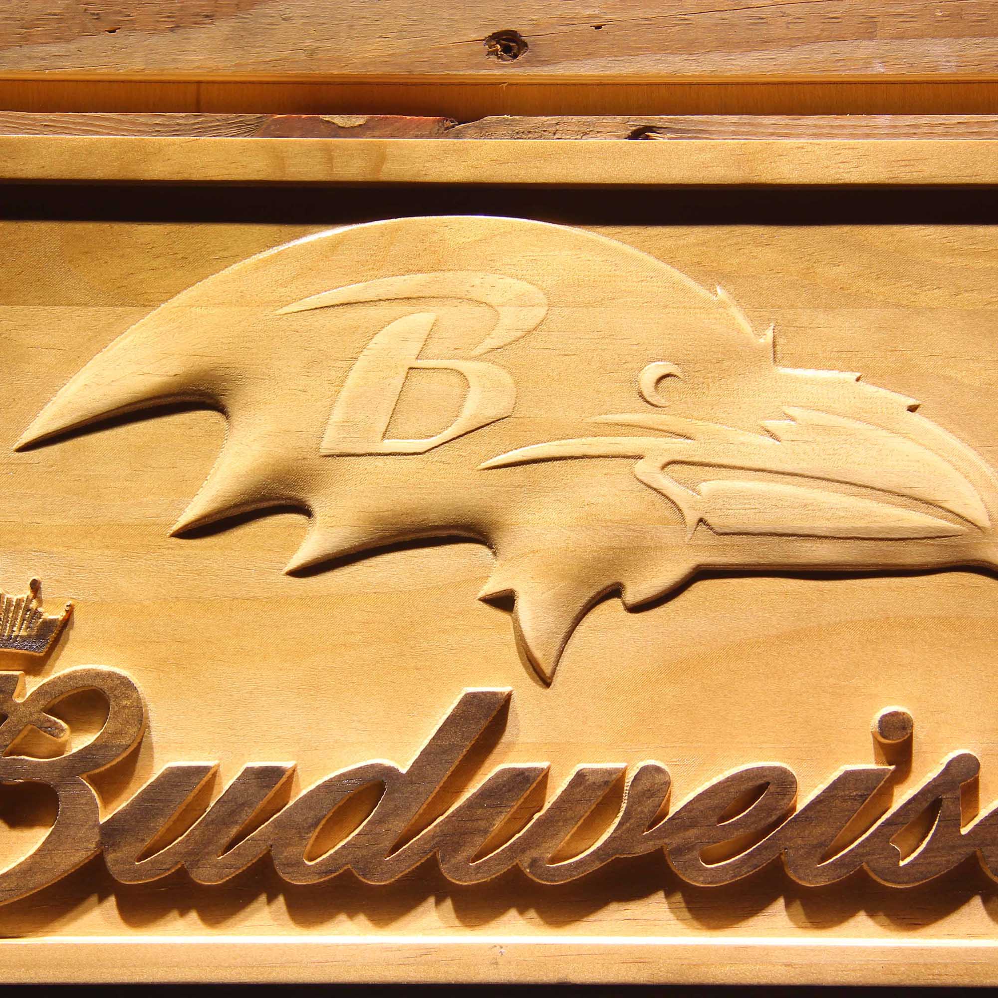 Baltimore Ravens Budweiser 3D Wooden Engrave Sign