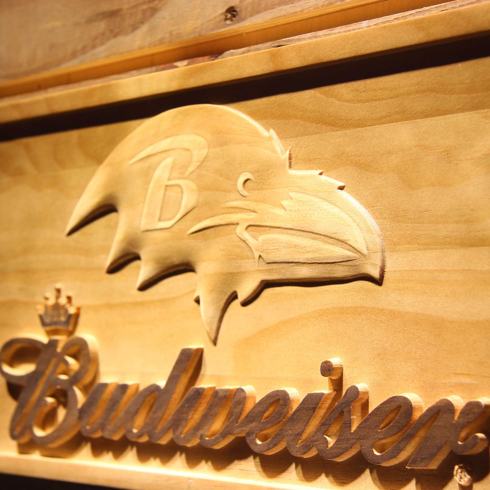 Baltimore Ravens Budweiser 3D Wooden Engrave Sign