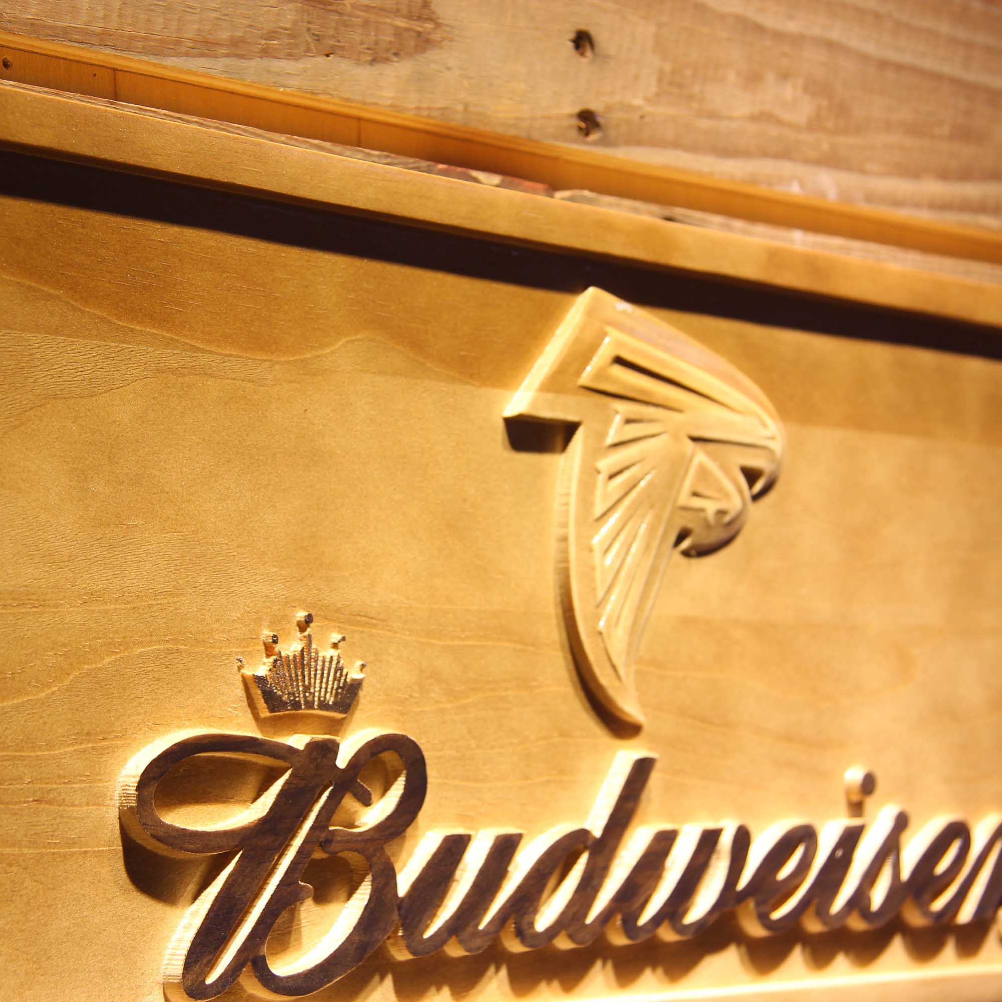 Atlanta Falcons Budweiser 3D Wooden Engrave Sign