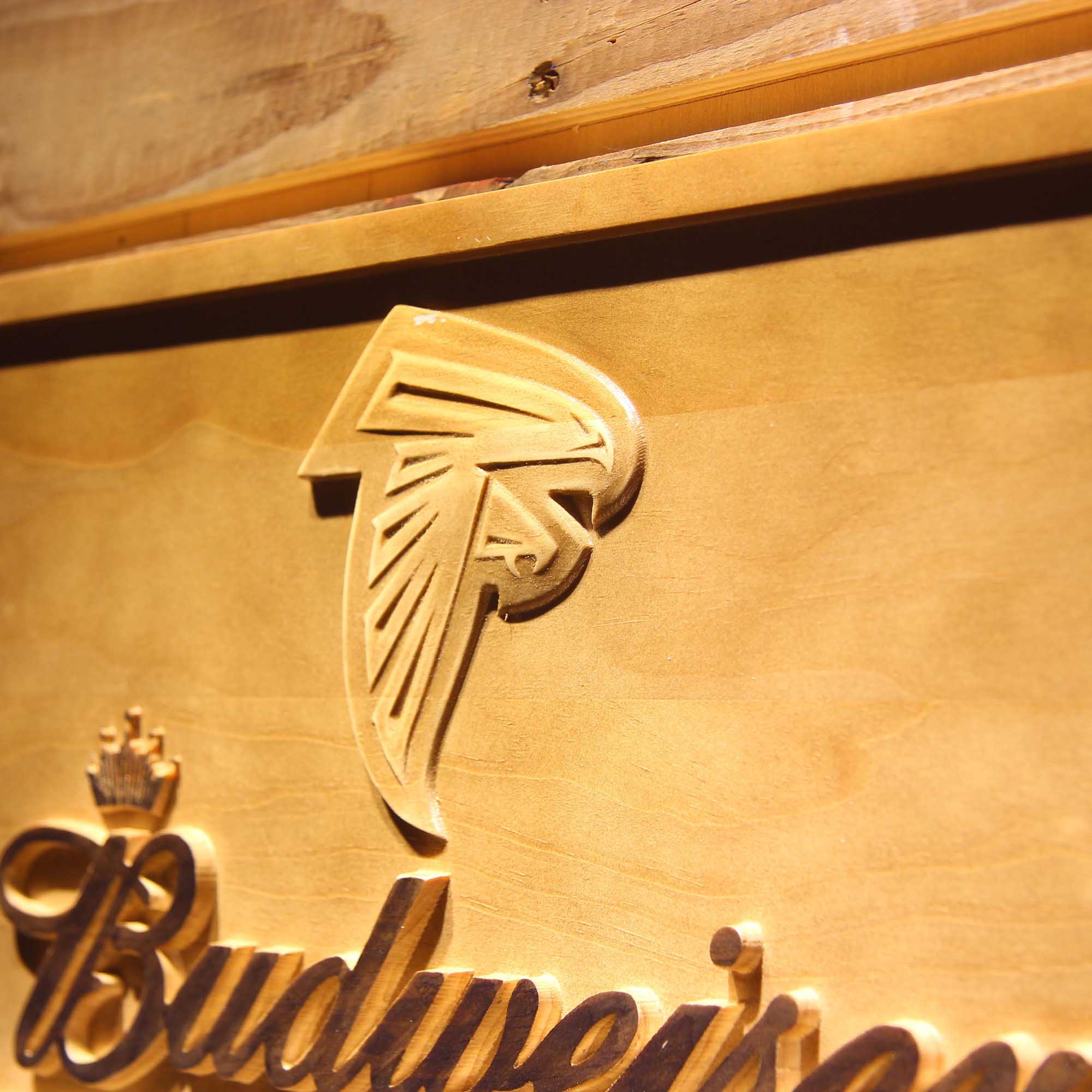 Atlanta Falcons Budweiser 3D Wooden Engrave Sign