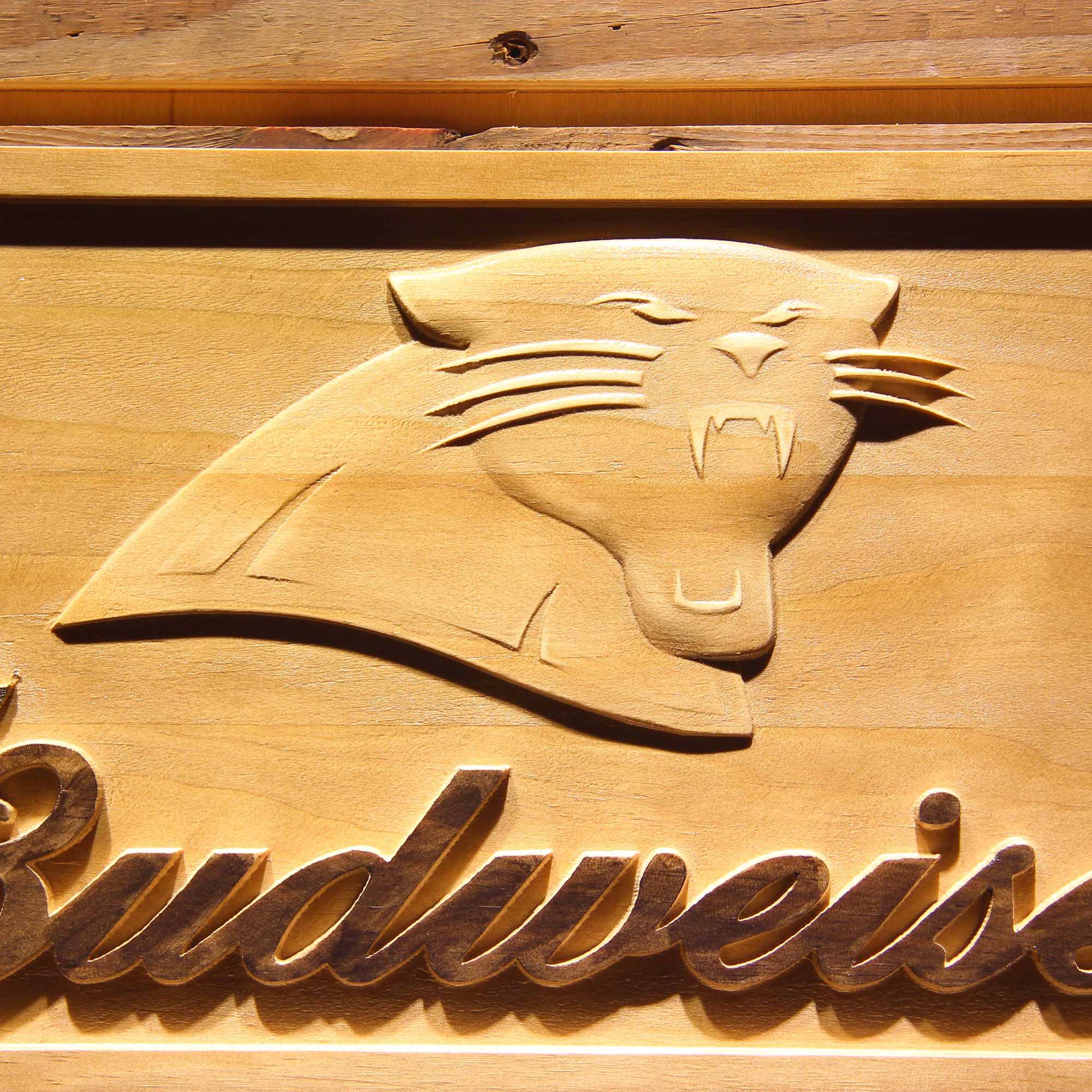 Carolina Panthers Budweiser 3D Wooden Engrave Sign