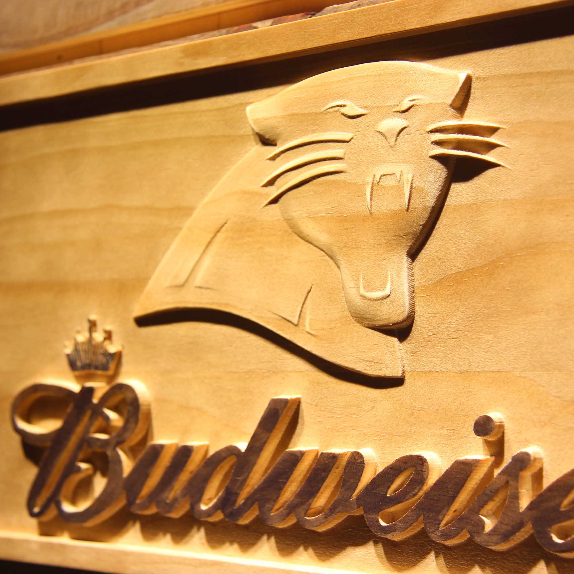Carolina Panthers Budweiser 3D Wooden Engrave Sign
