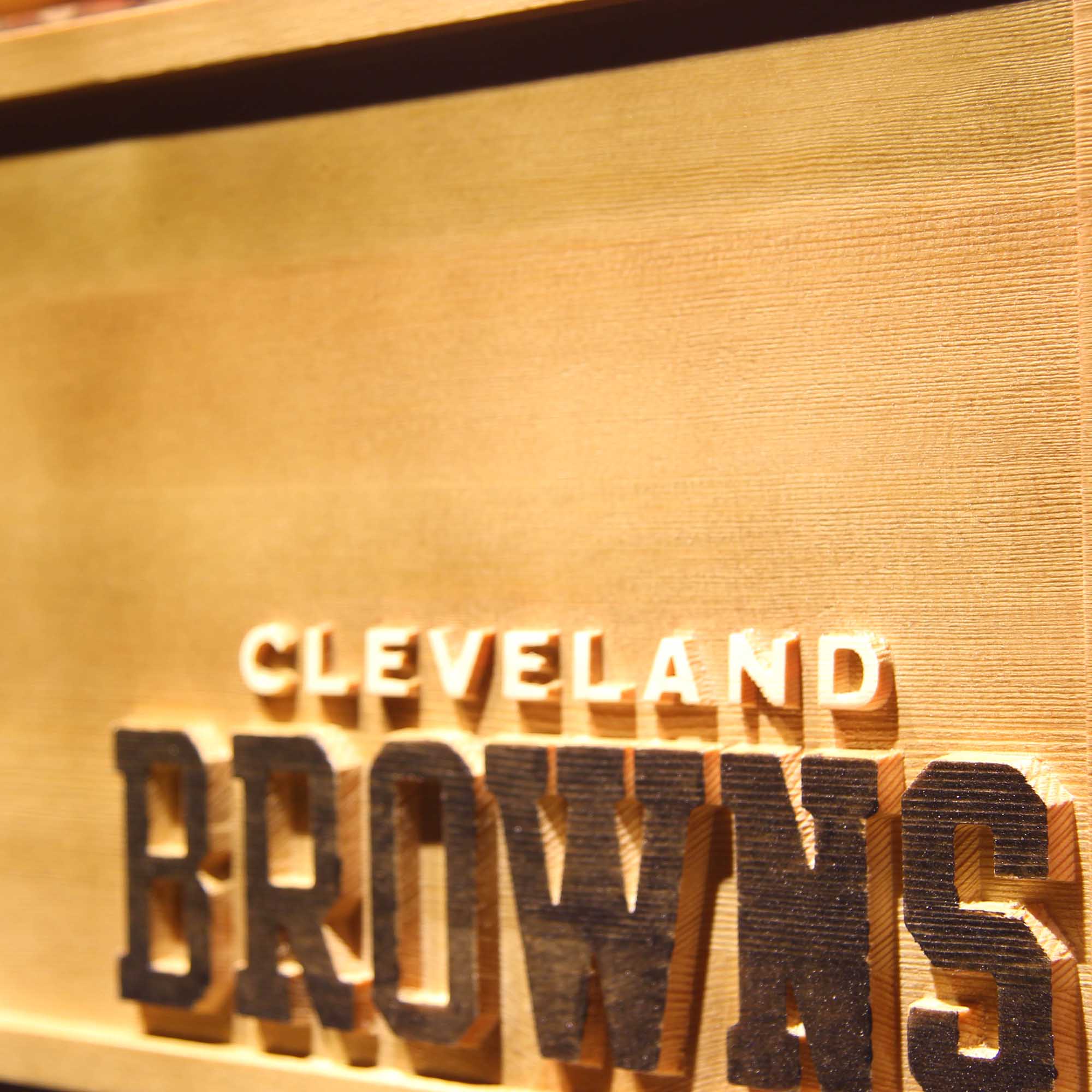 Cleveland Browns Helmet 3D Wooden Engrave Sign