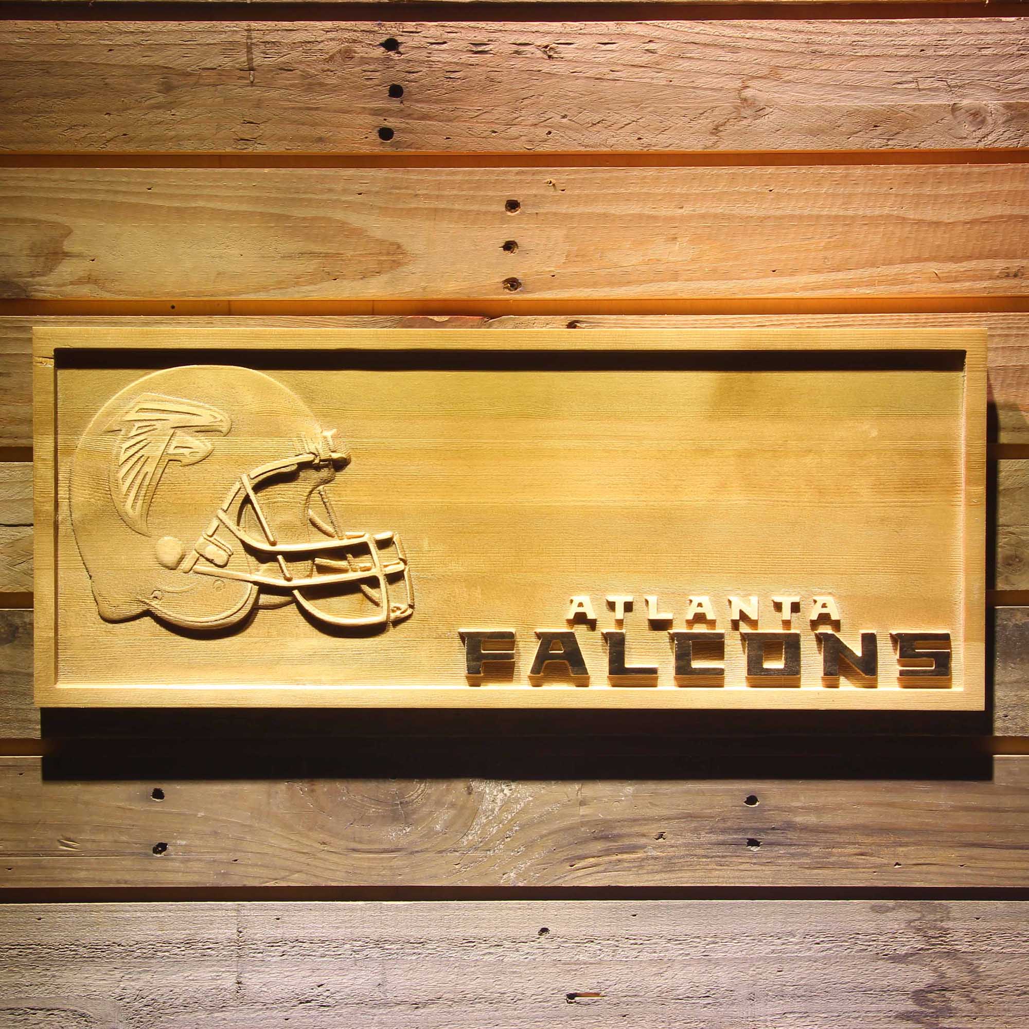 Atlanta Falcons Helmet 3D Wooden Engrave Sign
