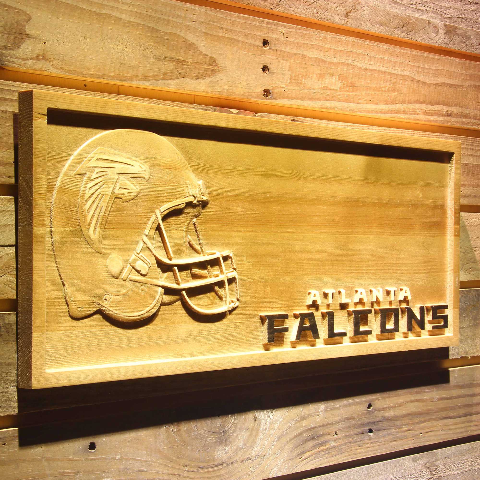 Atlanta Falcons Helmet 3D Wooden Engrave Sign