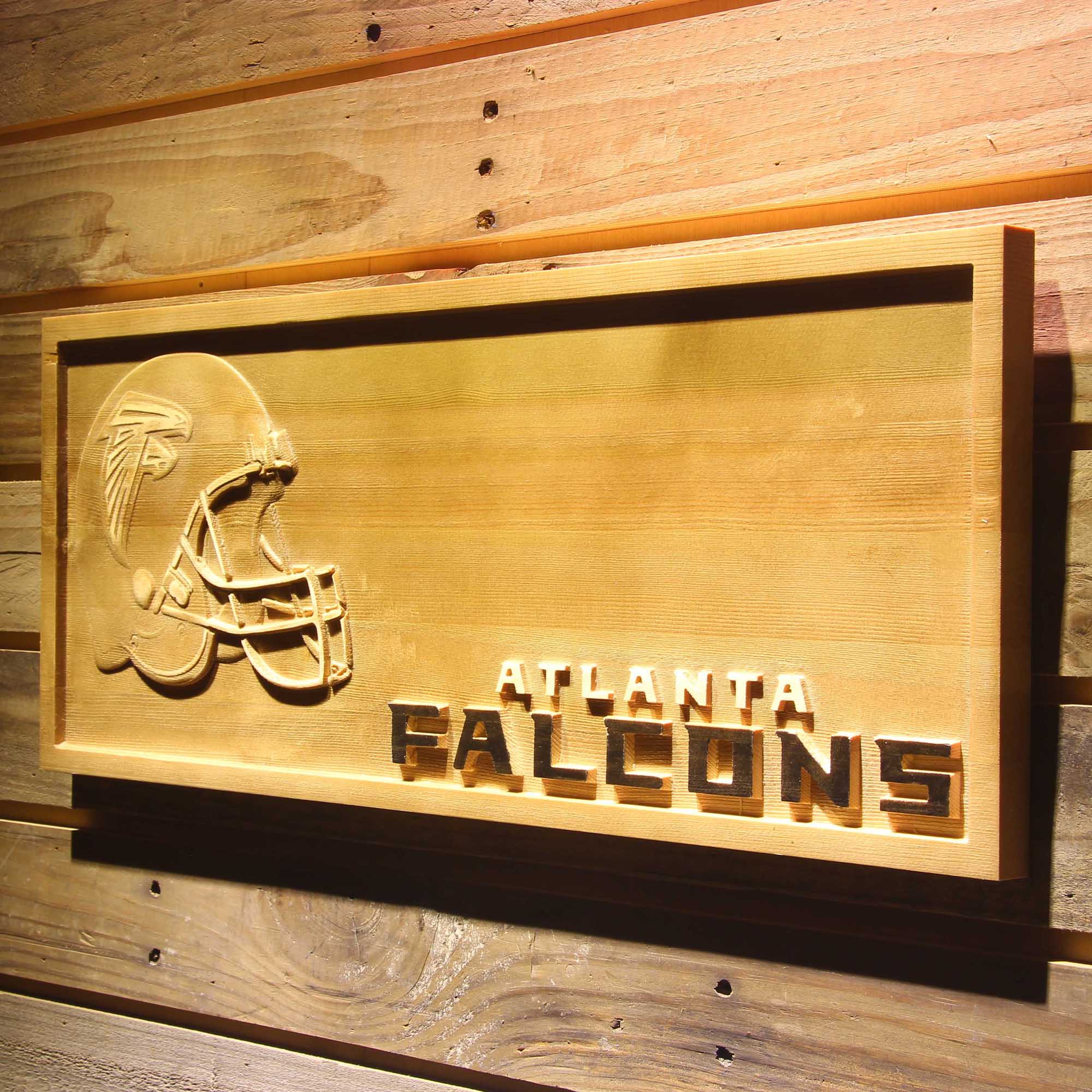 Atlanta Falcons Helmet 3D Wooden Engrave Sign