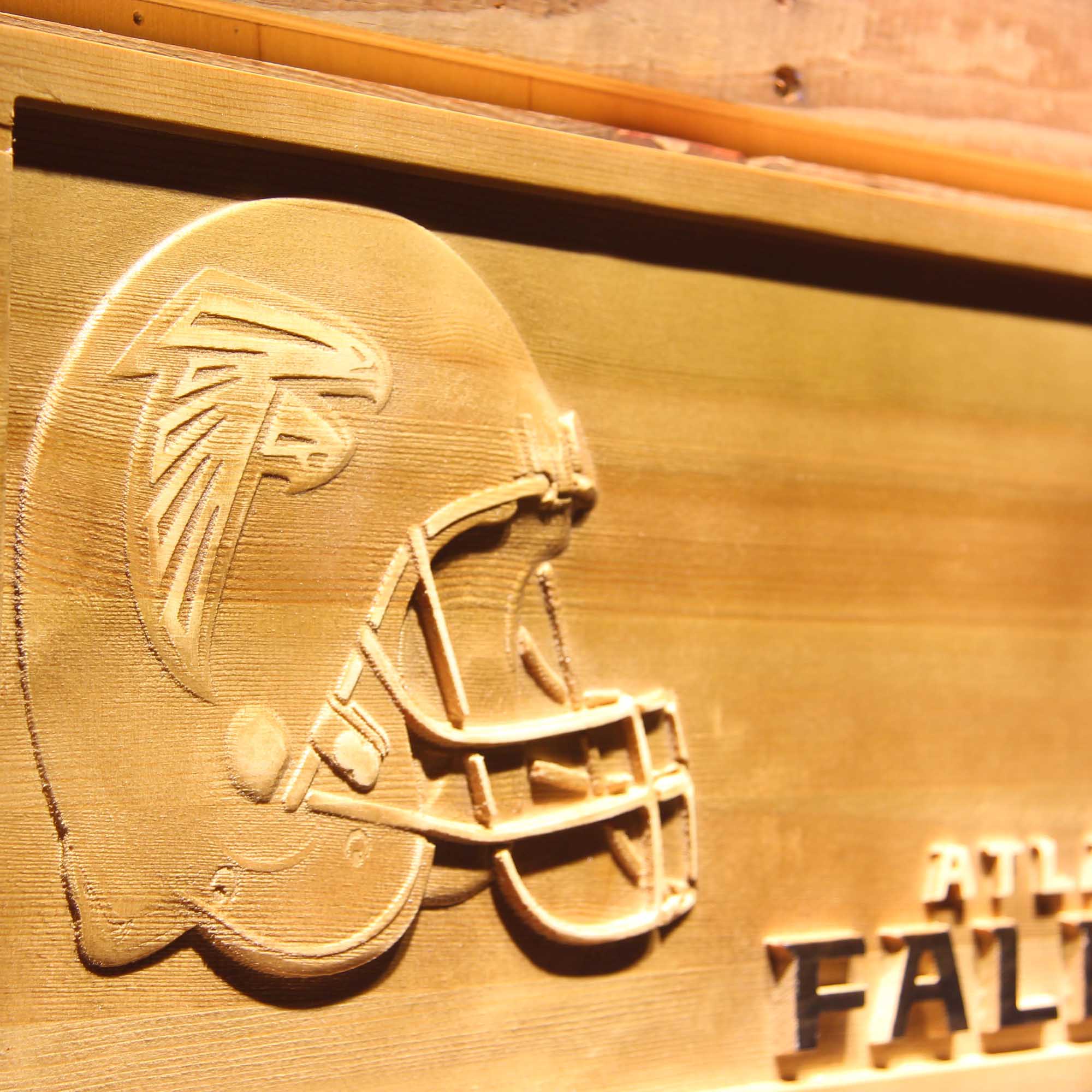 Atlanta Falcons Helmet 3D Wooden Engrave Sign