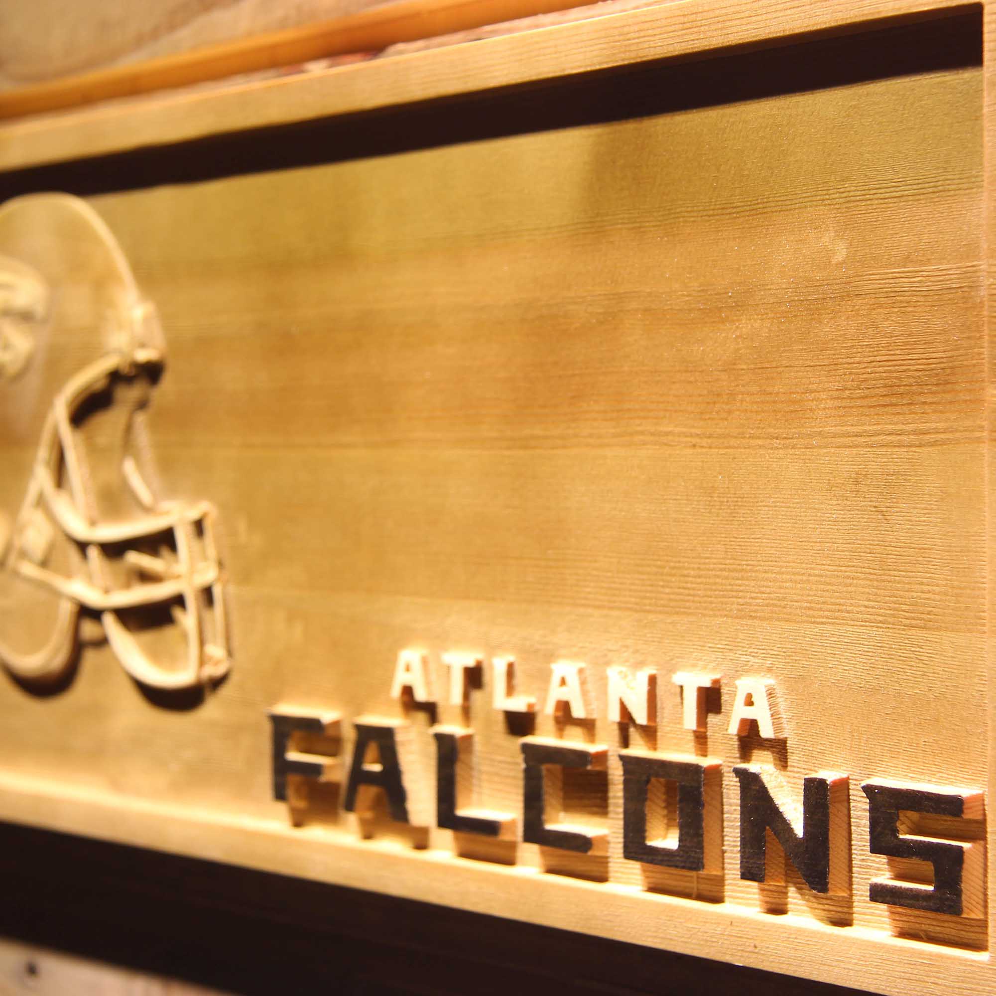 Atlanta Falcons Helmet 3D Wooden Engrave Sign